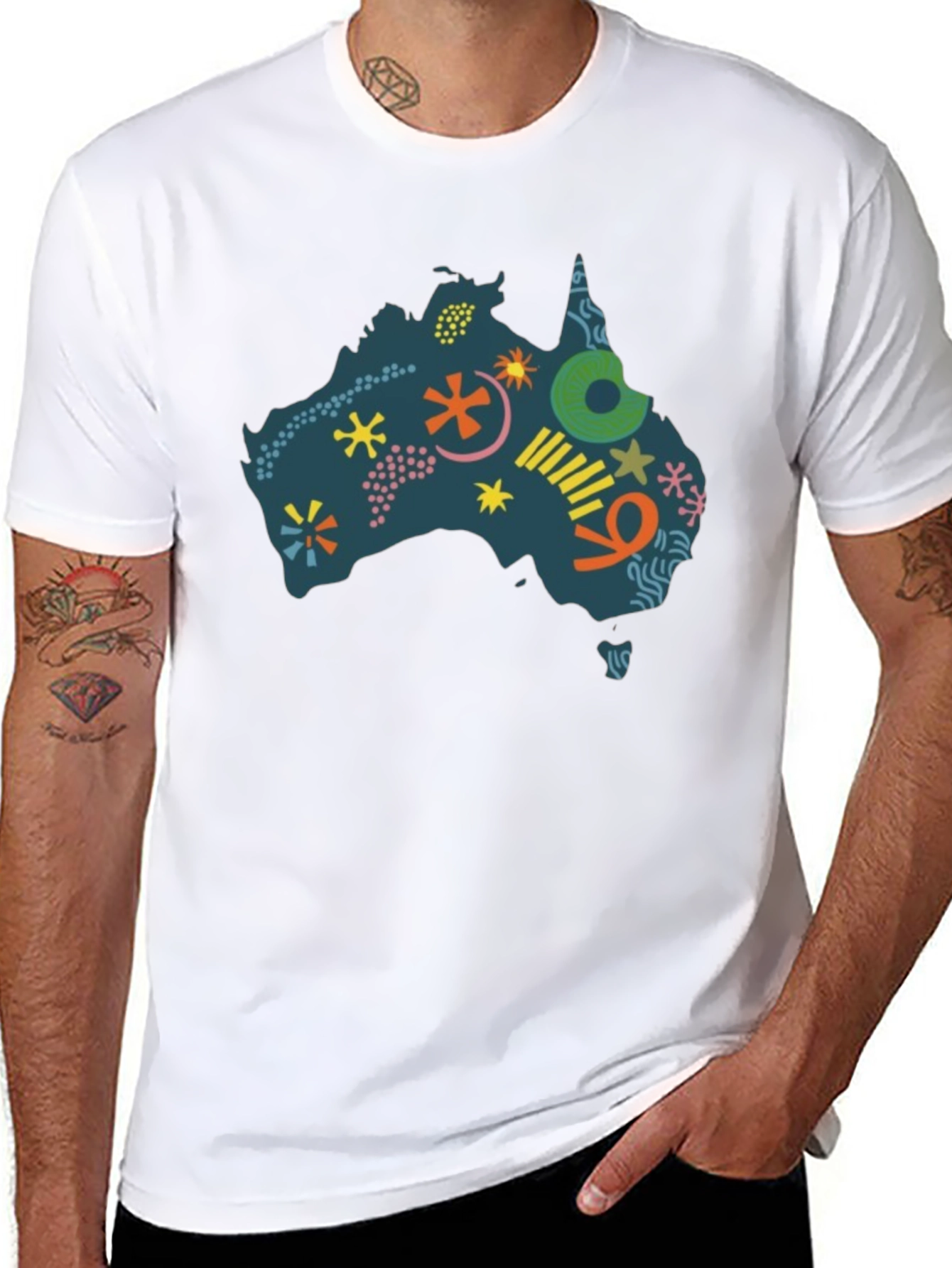 Australia Map Graphic Tee - Mens Black T-Shirt