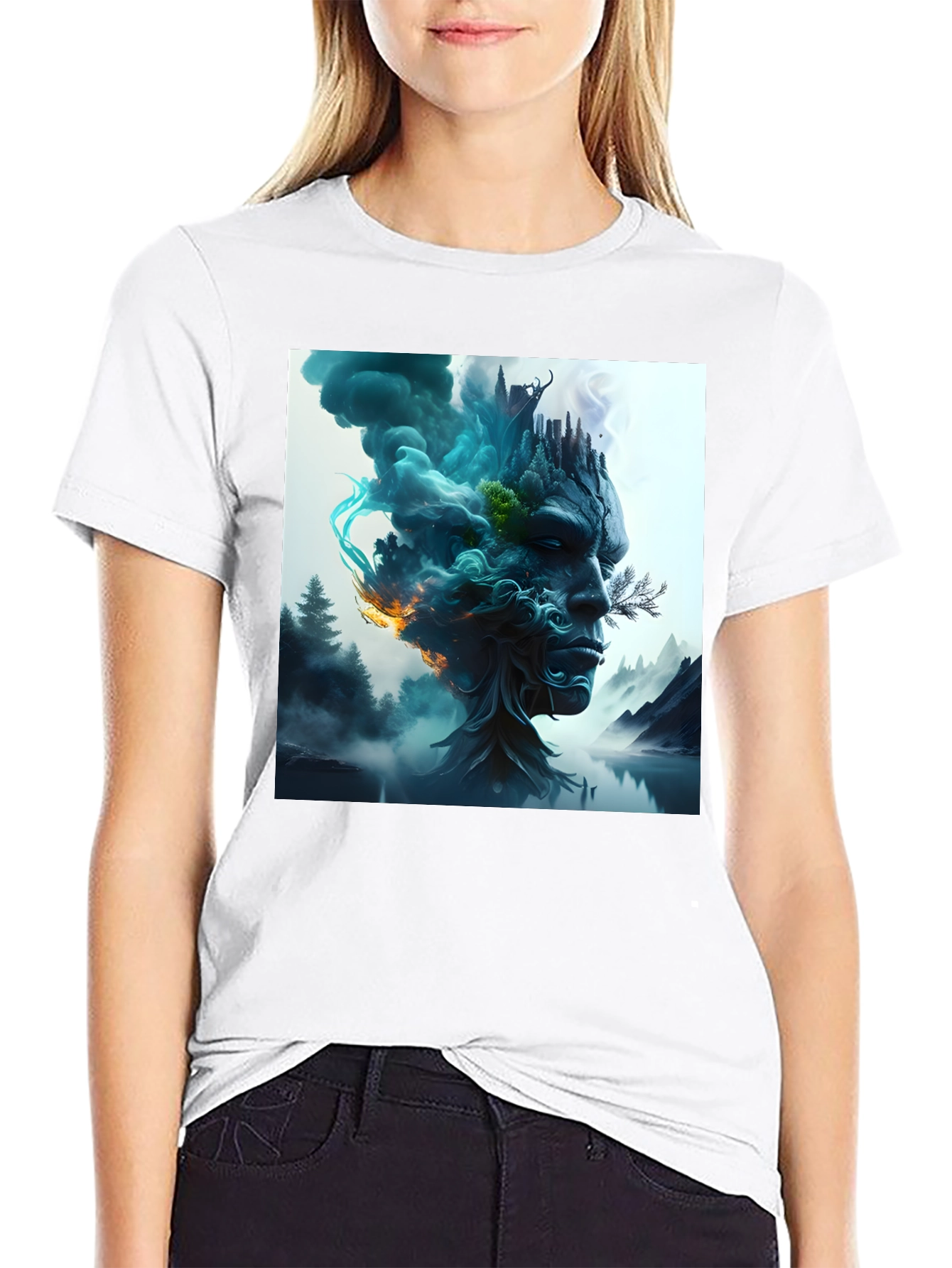 Nature Spirit Graphic Tee - Black Cotton Blend
