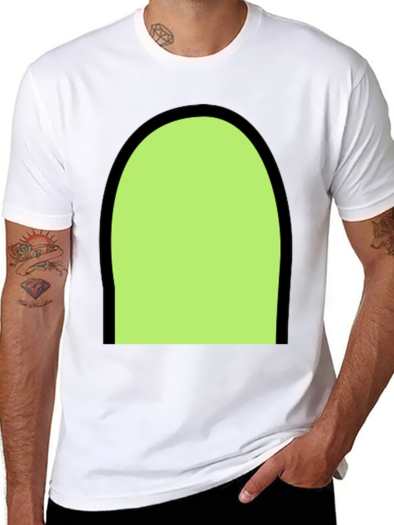 Black T-Shirt with Green Arch Graphic