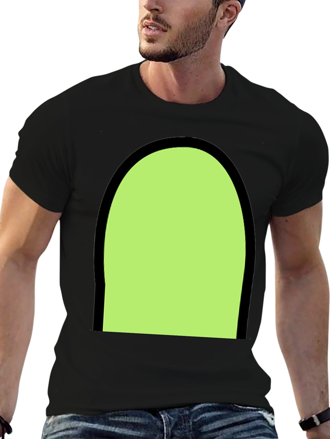 Black T-Shirt with Green Arch Graphic