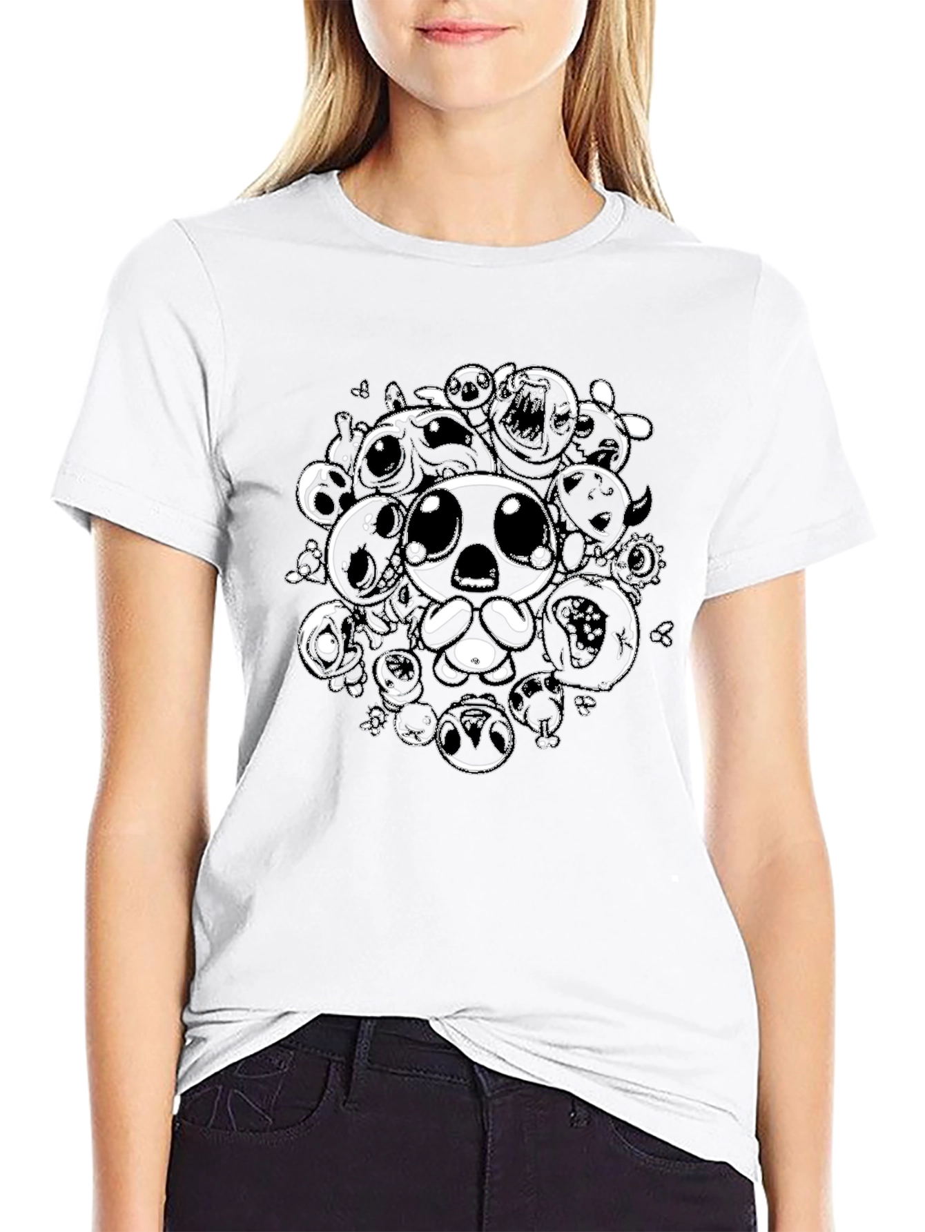 Black Graphic Tee with Isaac Character Design