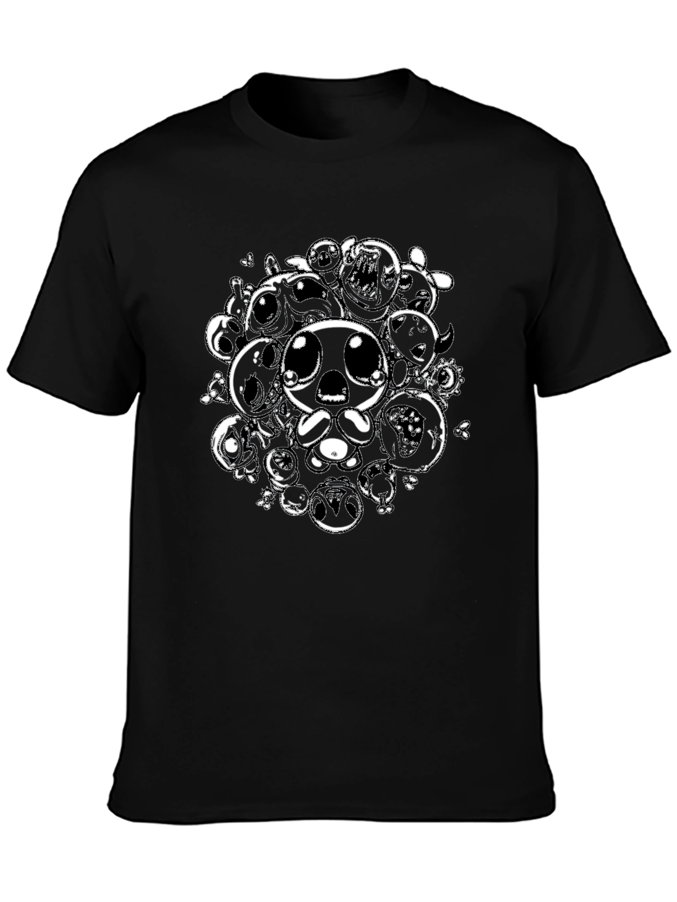 Black Graphic Tee with Isaac Character Design