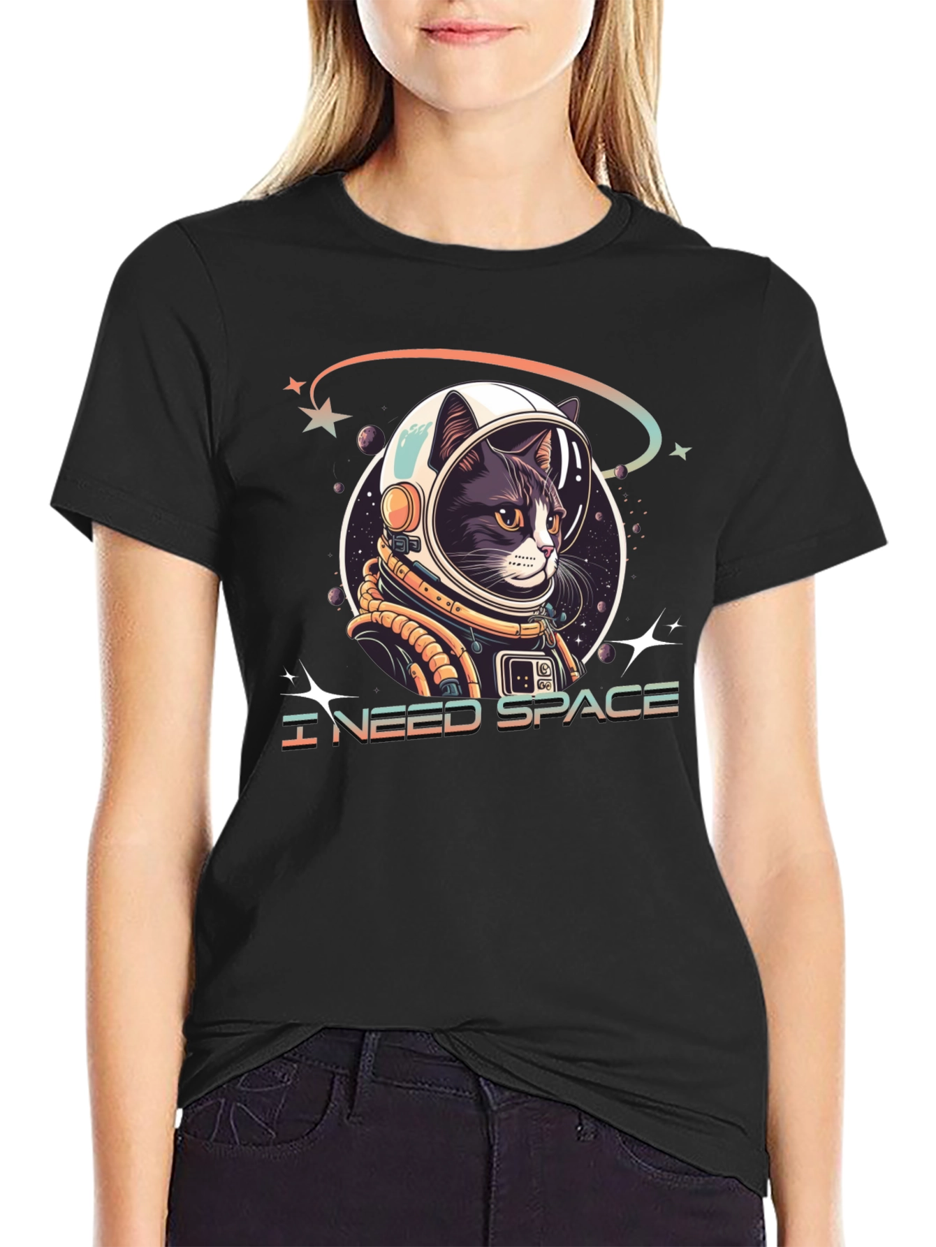 I Need Space Cat Astronaut Graphic Tee
