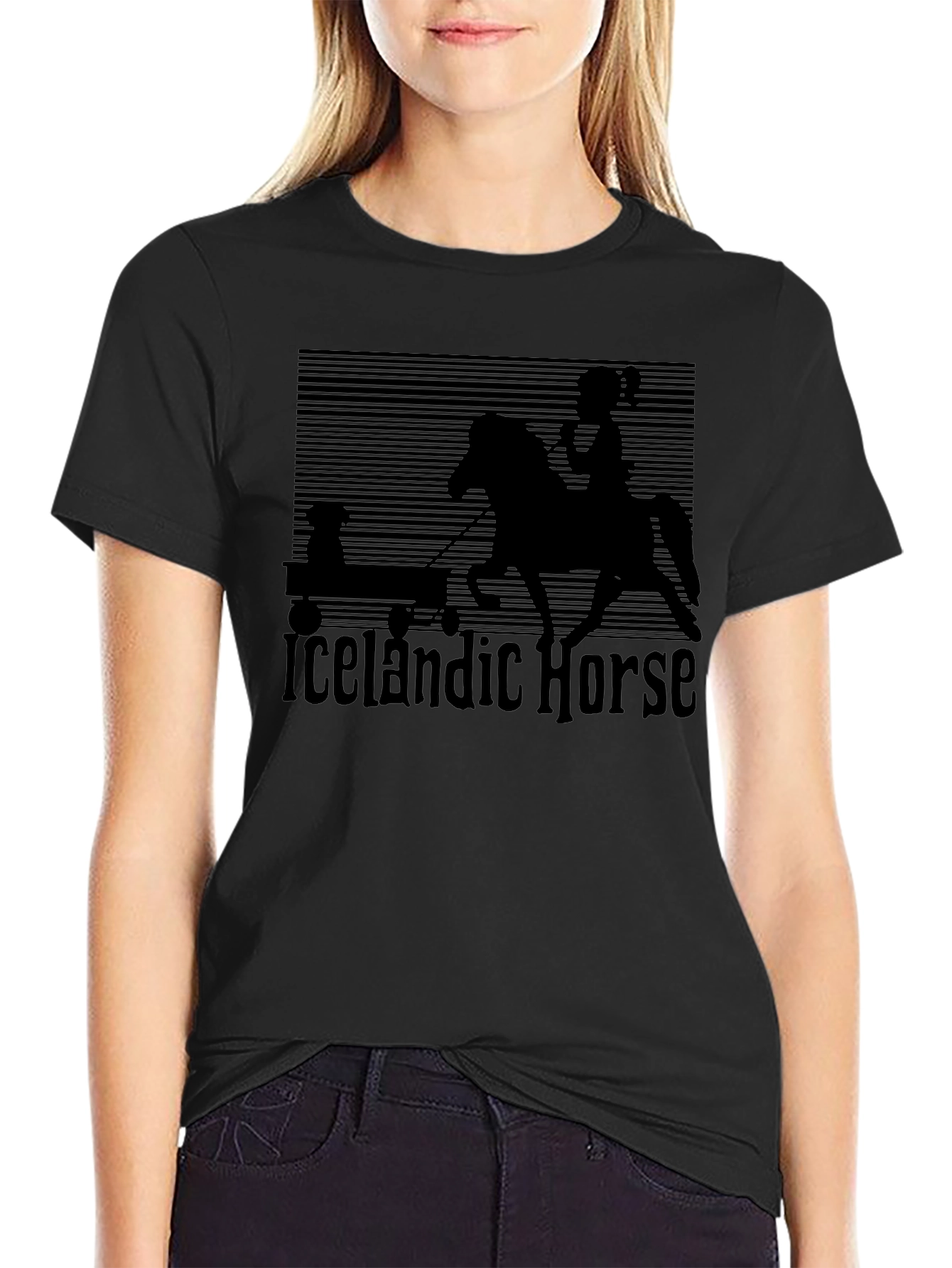 Icelandic Horse Graphic Tee - Black