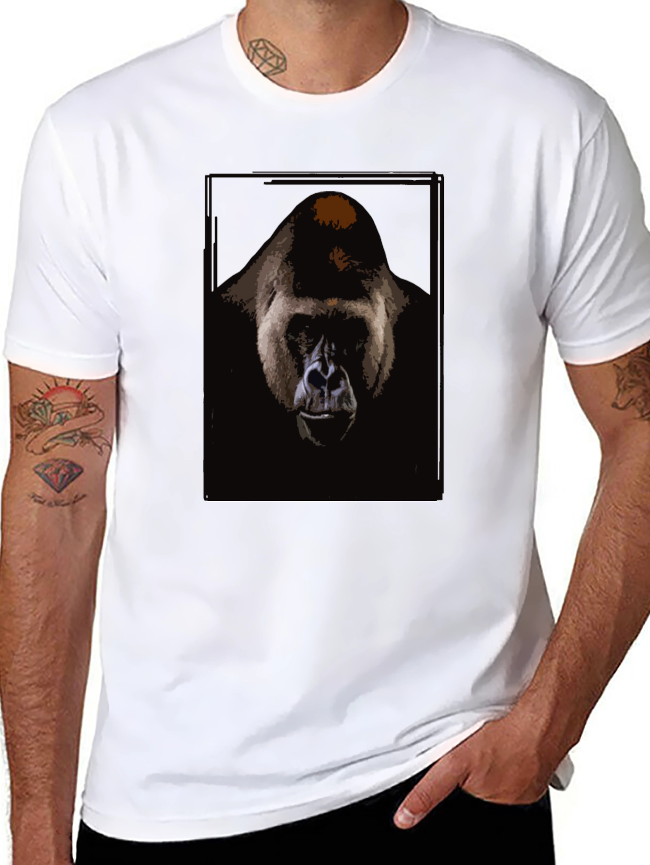 Gorilla Graphic Print Black T-Shirt