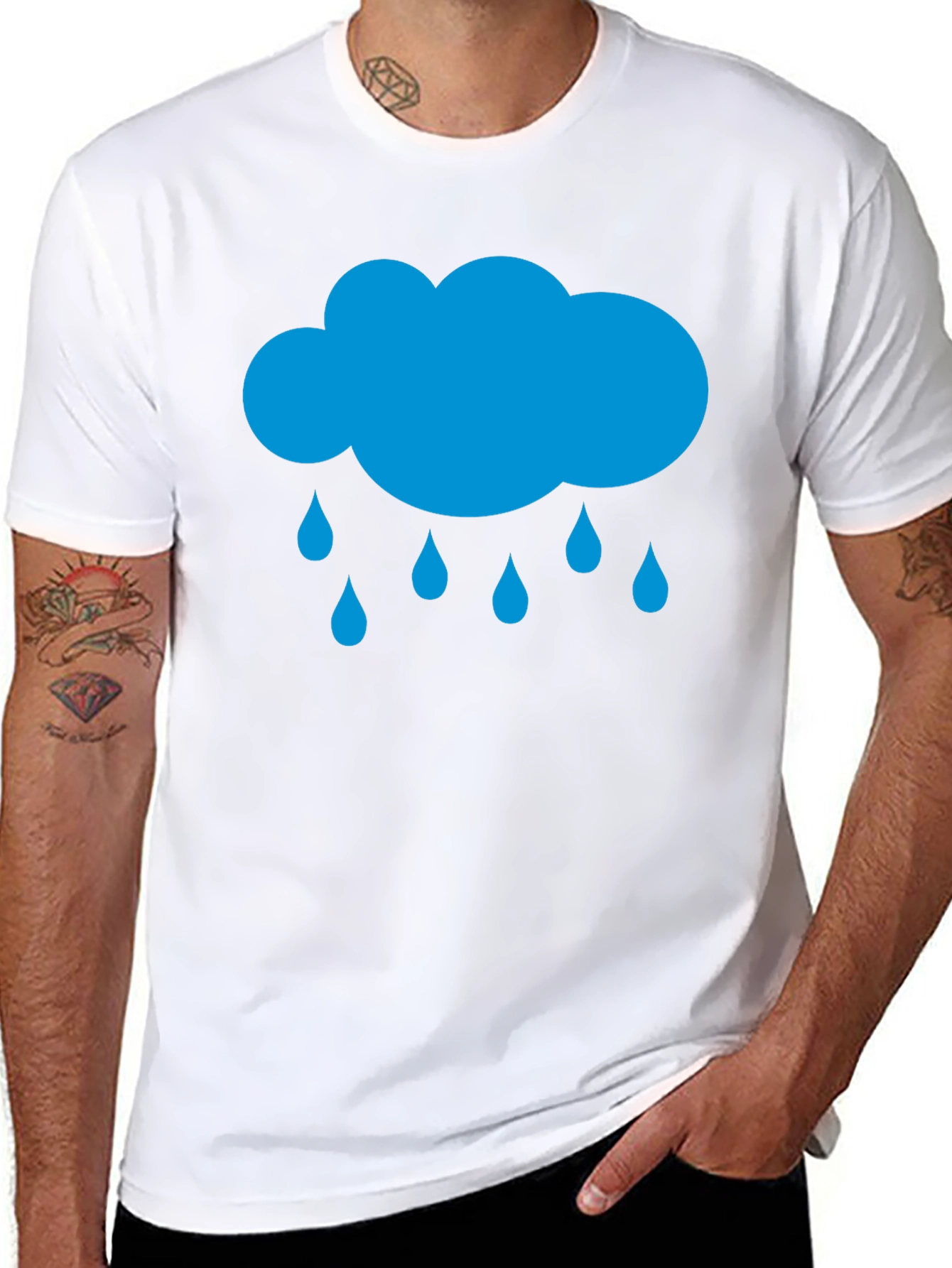 Rain Cloud Graphic Tee - Black Cotton T-Shirt