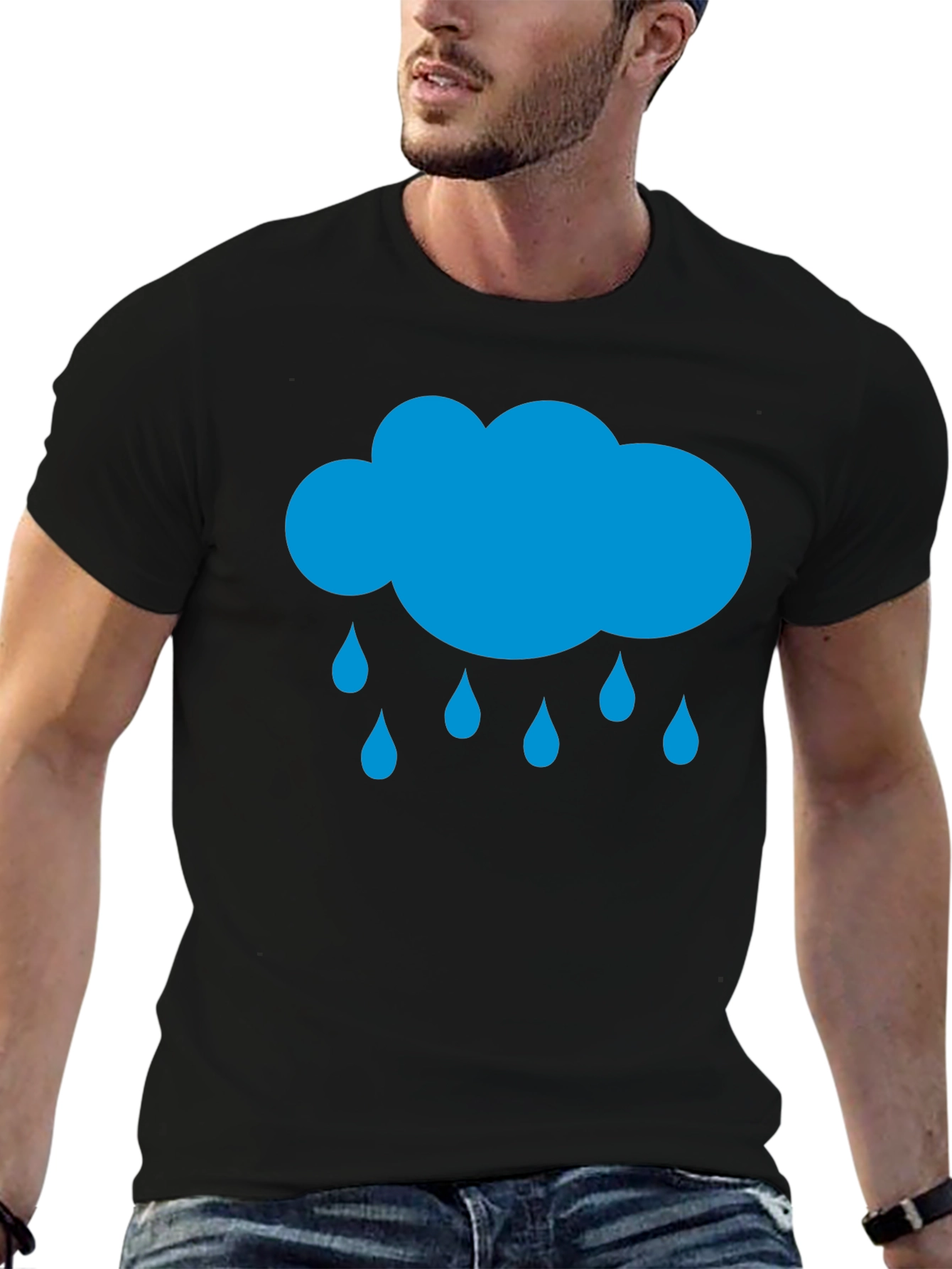 Rain Cloud Graphic Tee - Black Cotton T-Shirt