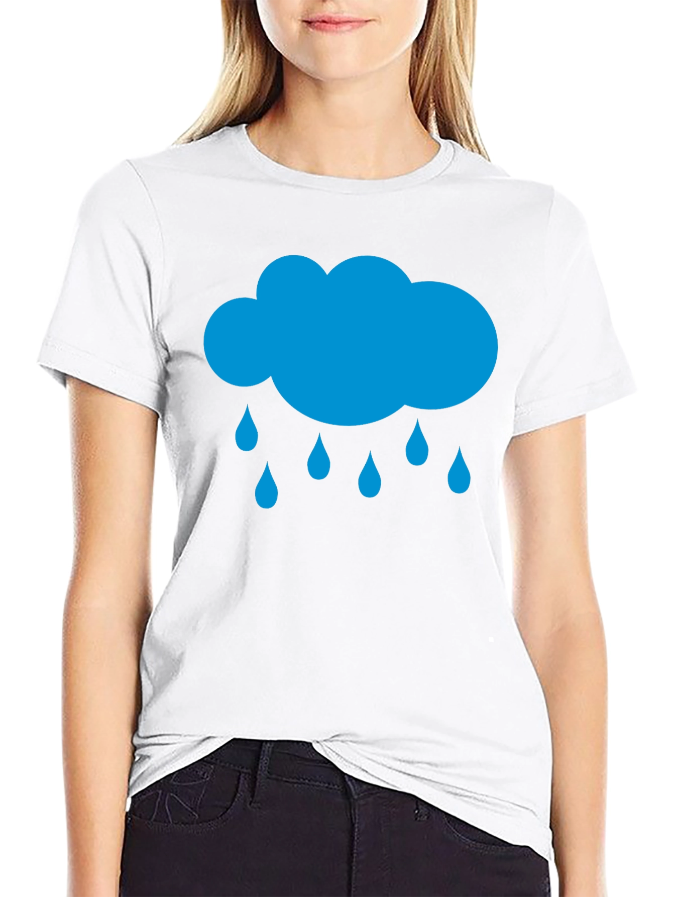Rain Cloud Graphic Tee - Black Cotton T-Shirt