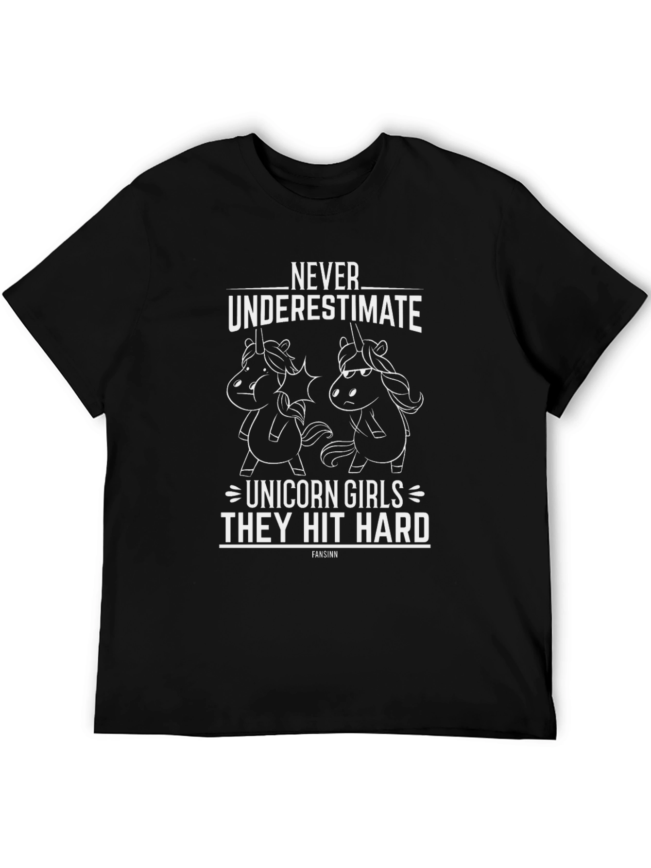 Never Underestimate Unicorn Girls Black Tee