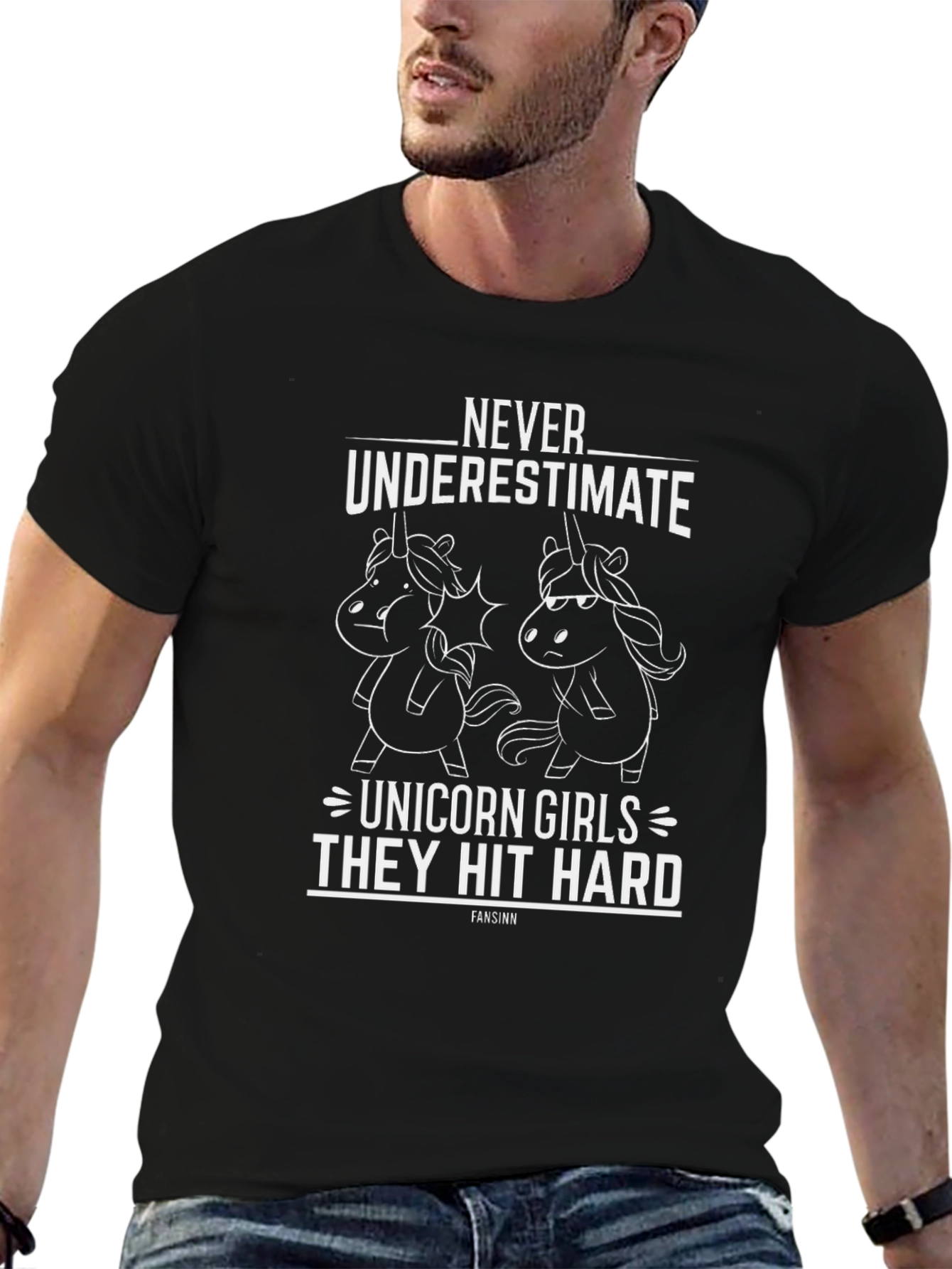 Never Underestimate Unicorn Girls Black Tee