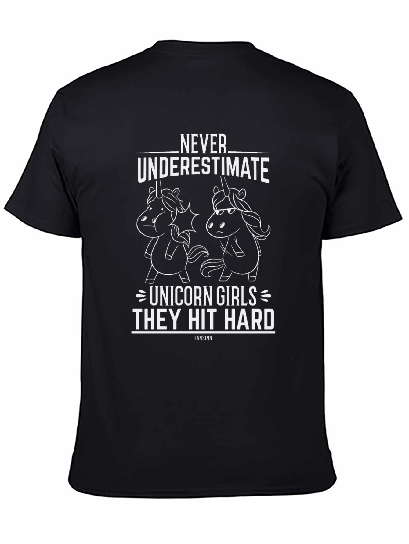 Never Underestimate Unicorn Girls Black Tee