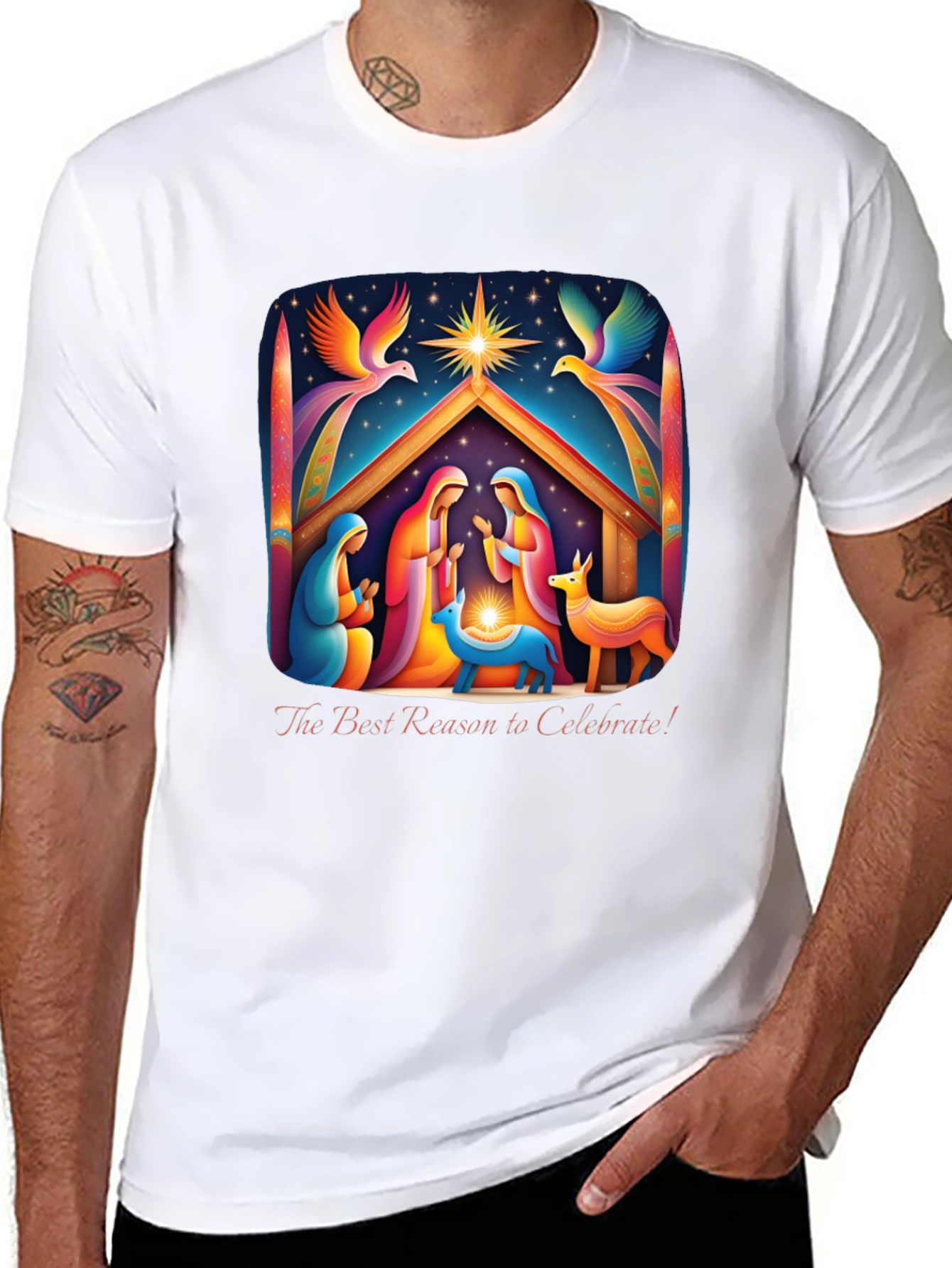 Nativity Scene Graphic Tee - Celebrate The Reason