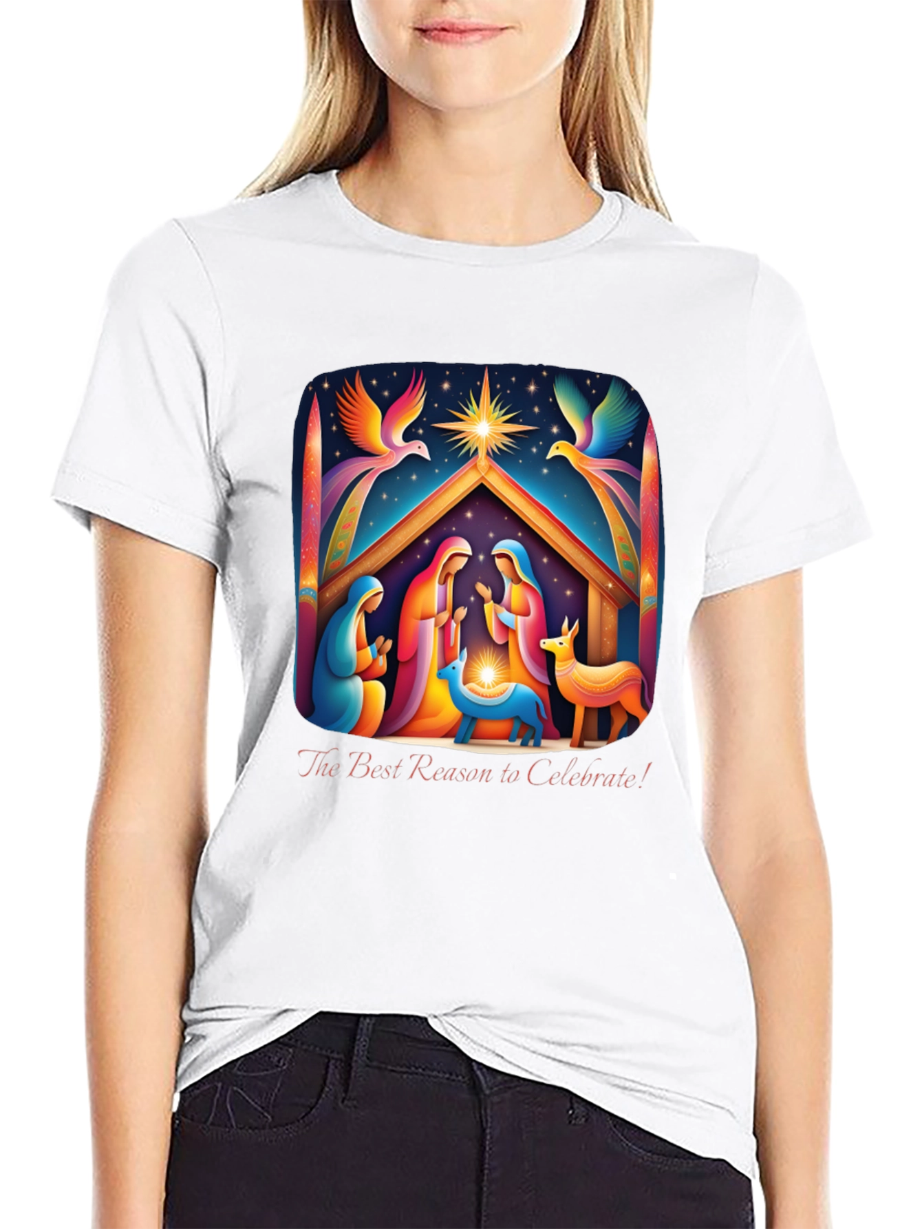 Nativity Scene Graphic Tee - Celebrate The Reason