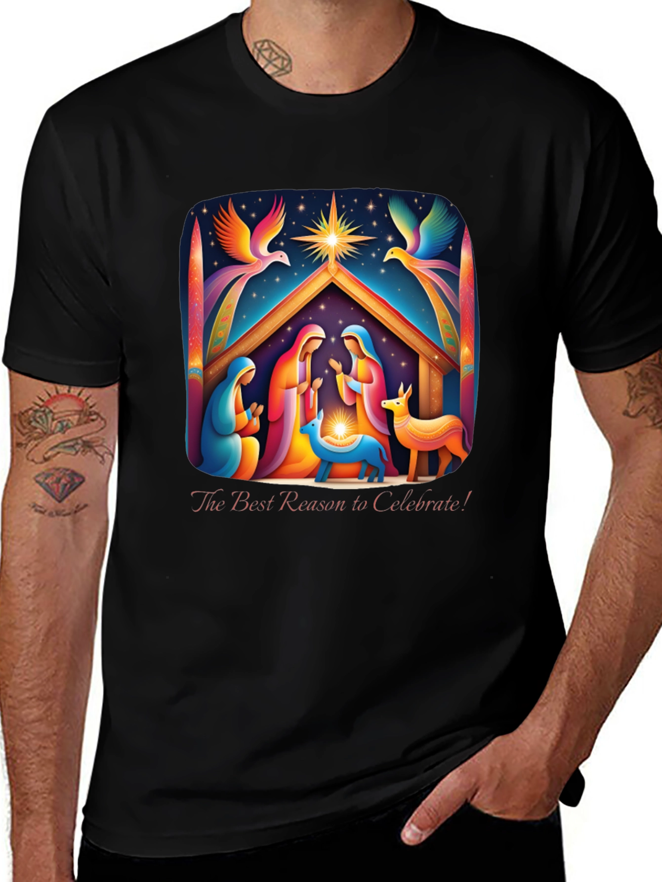 Nativity Scene Graphic Tee - Celebrate The Reason