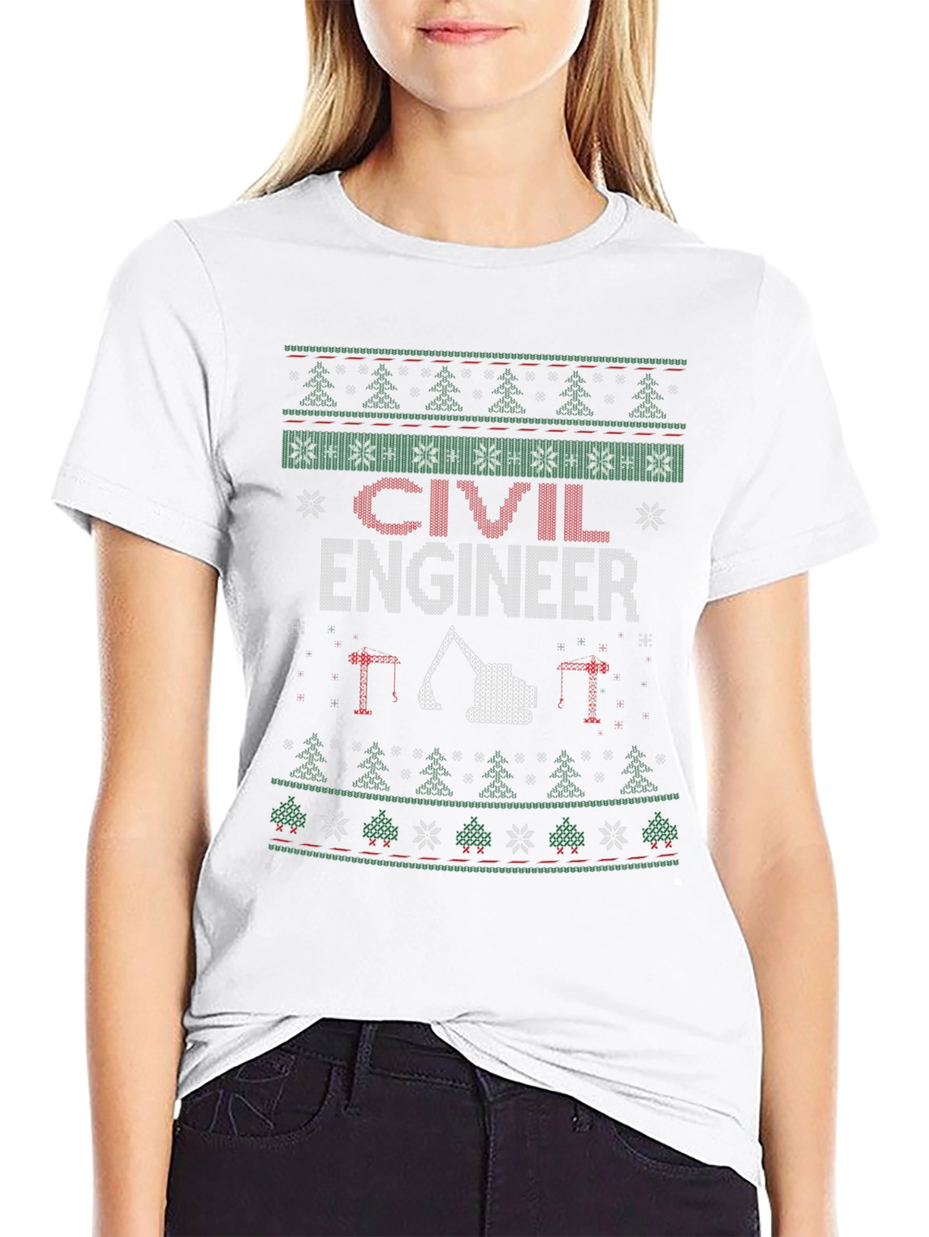Civil Engineer Ugly Christmas Sweater T-Shirt
