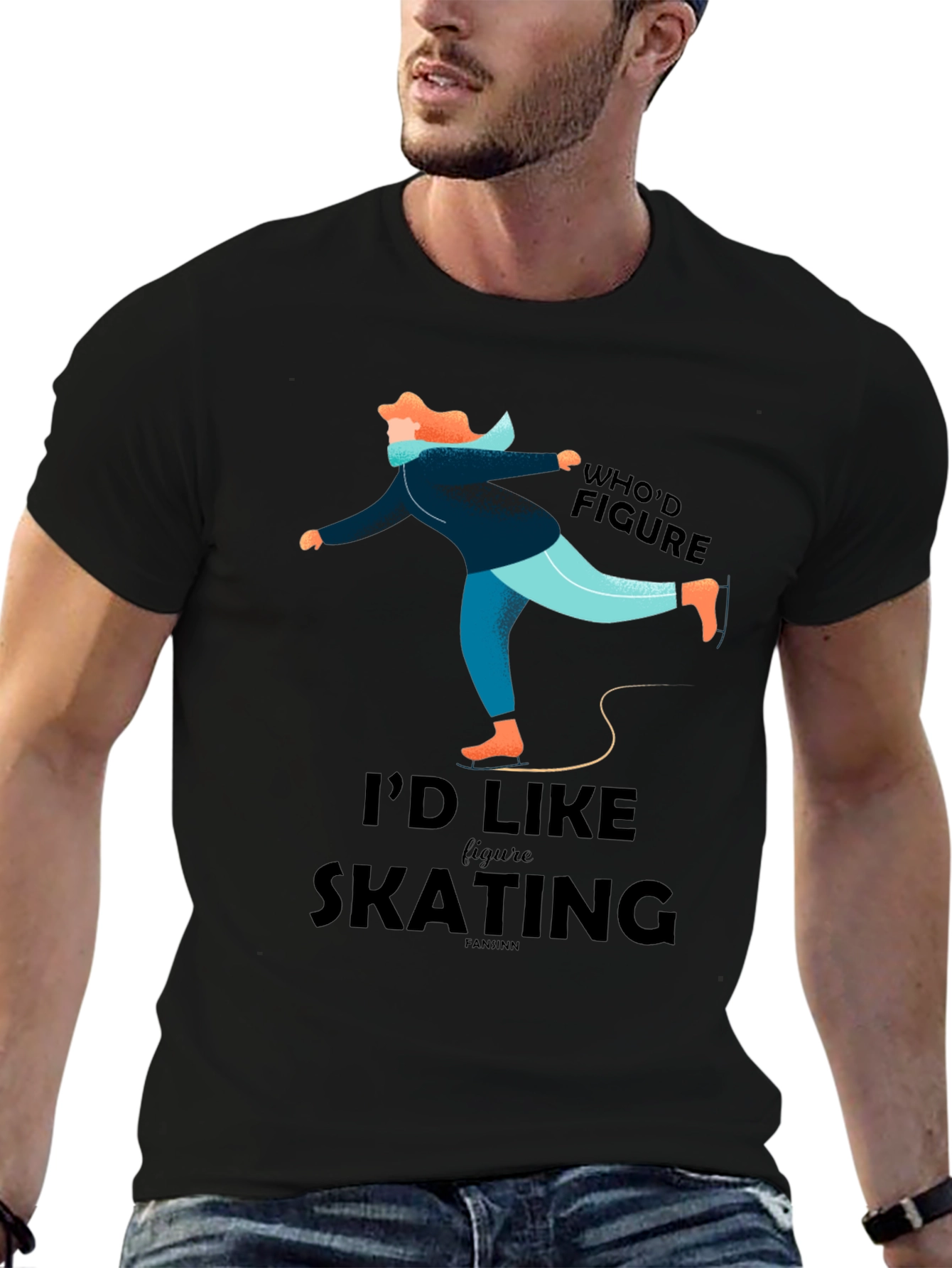 Figure Skating Graphic Tee - Black Casual T-Shirt