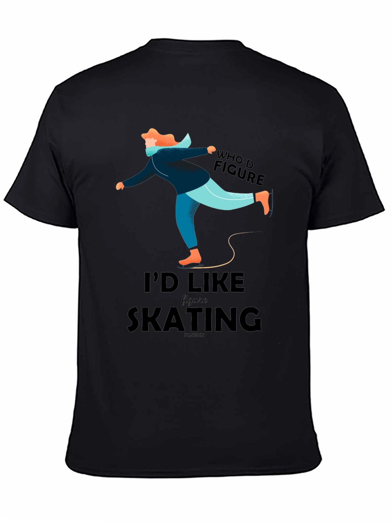 Figure Skating Graphic Tee - Black Casual T-Shirt