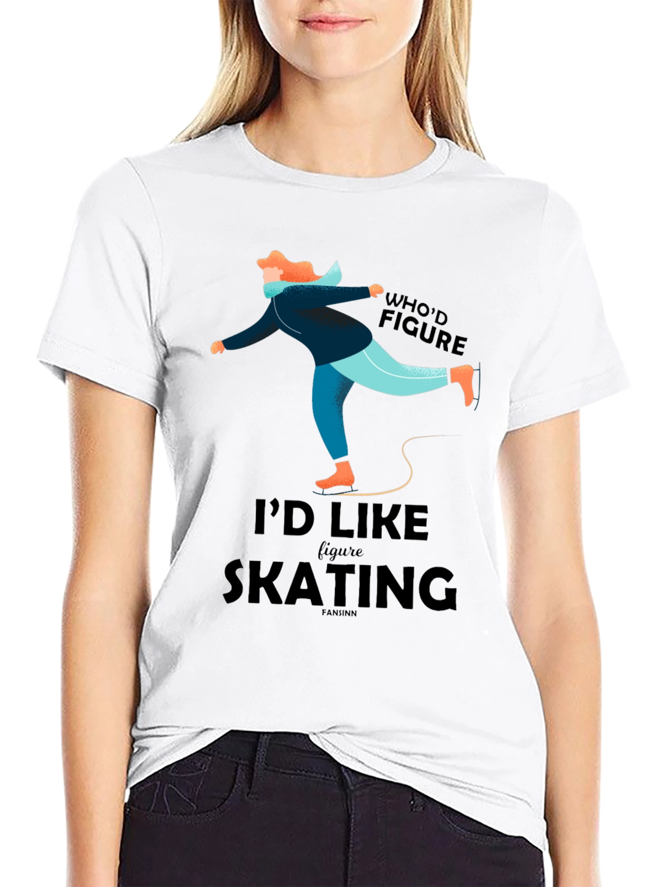 Figure Skating Graphic Tee - Black Casual T-Shirt