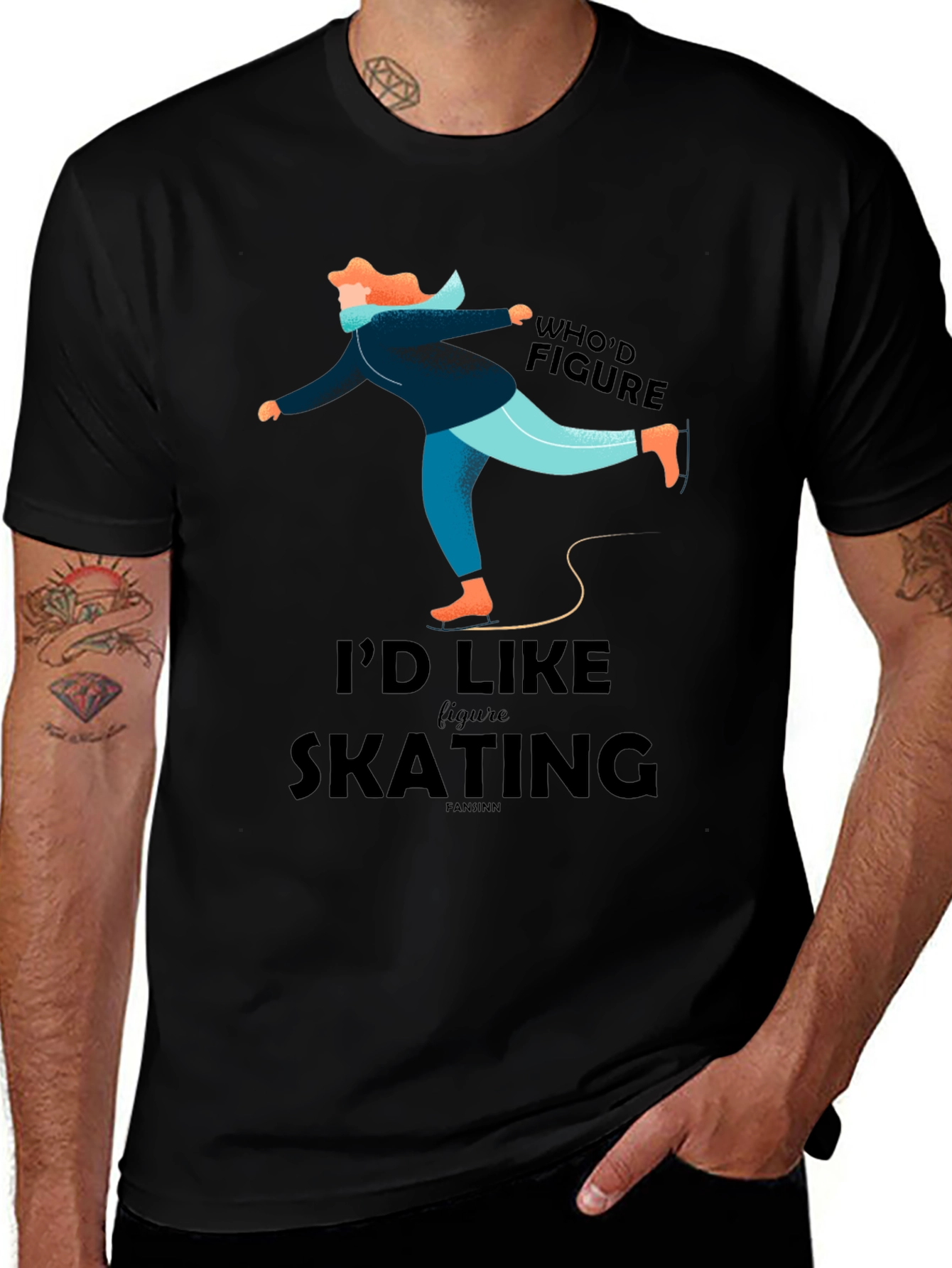 Figure Skating Graphic Tee - Black Casual T-Shirt