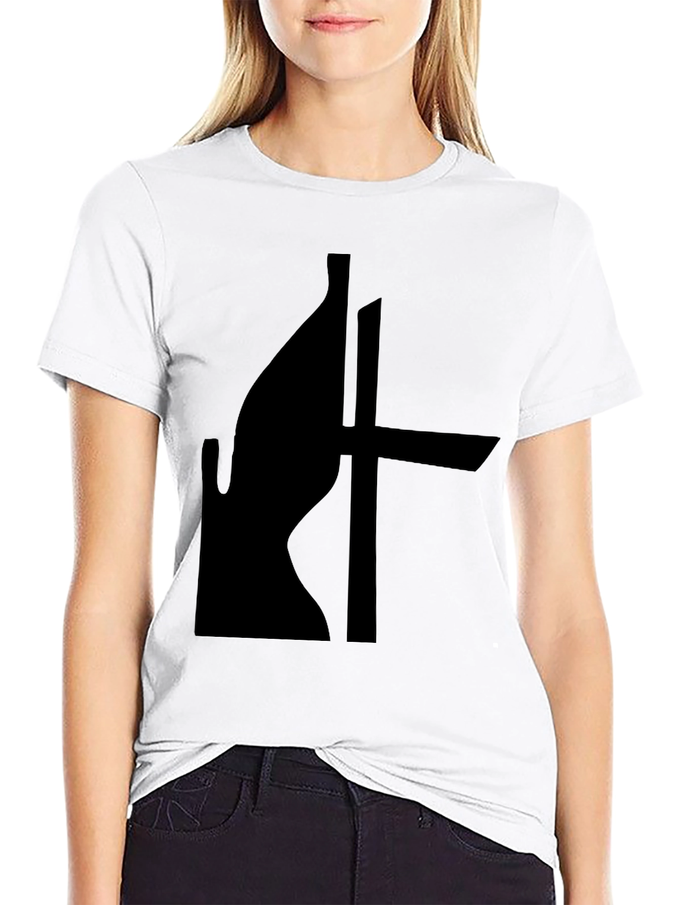 Abstract Silhouette Graphic Black T-Shirt
