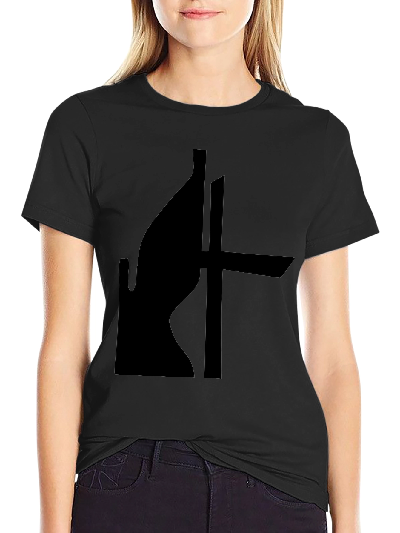 Abstract Silhouette Graphic Black T-Shirt