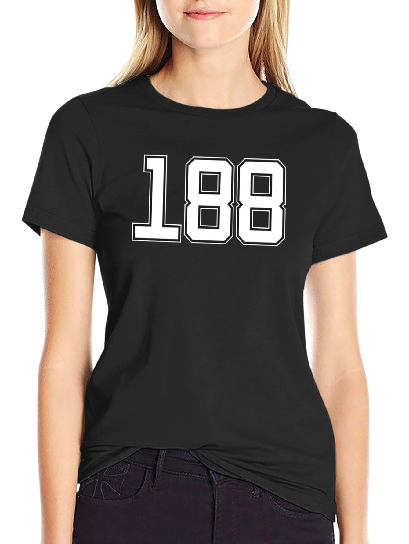 Black T-Shirt with White Number 188