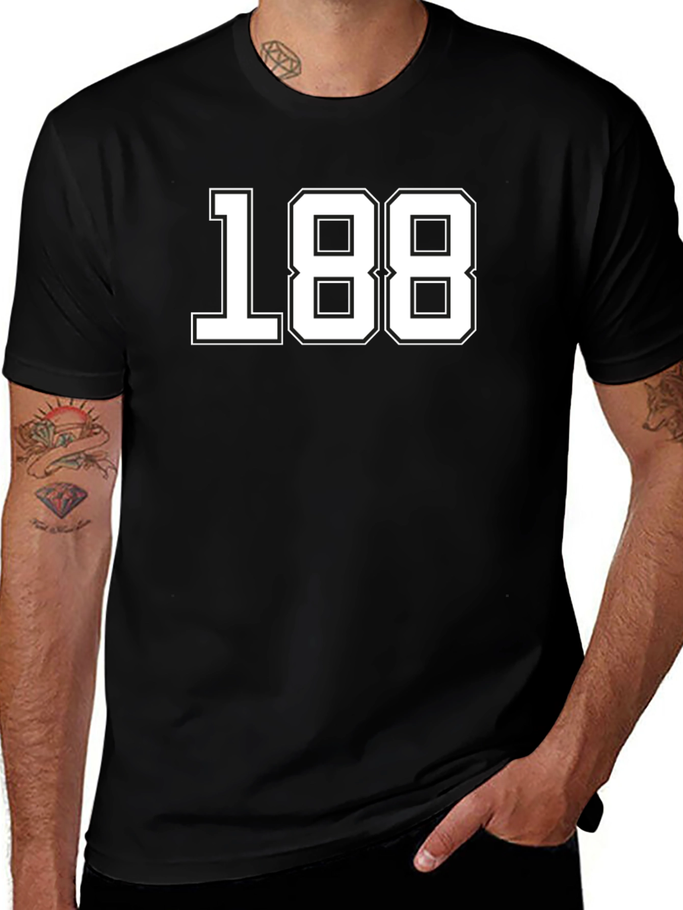Black T-Shirt with White Number 188