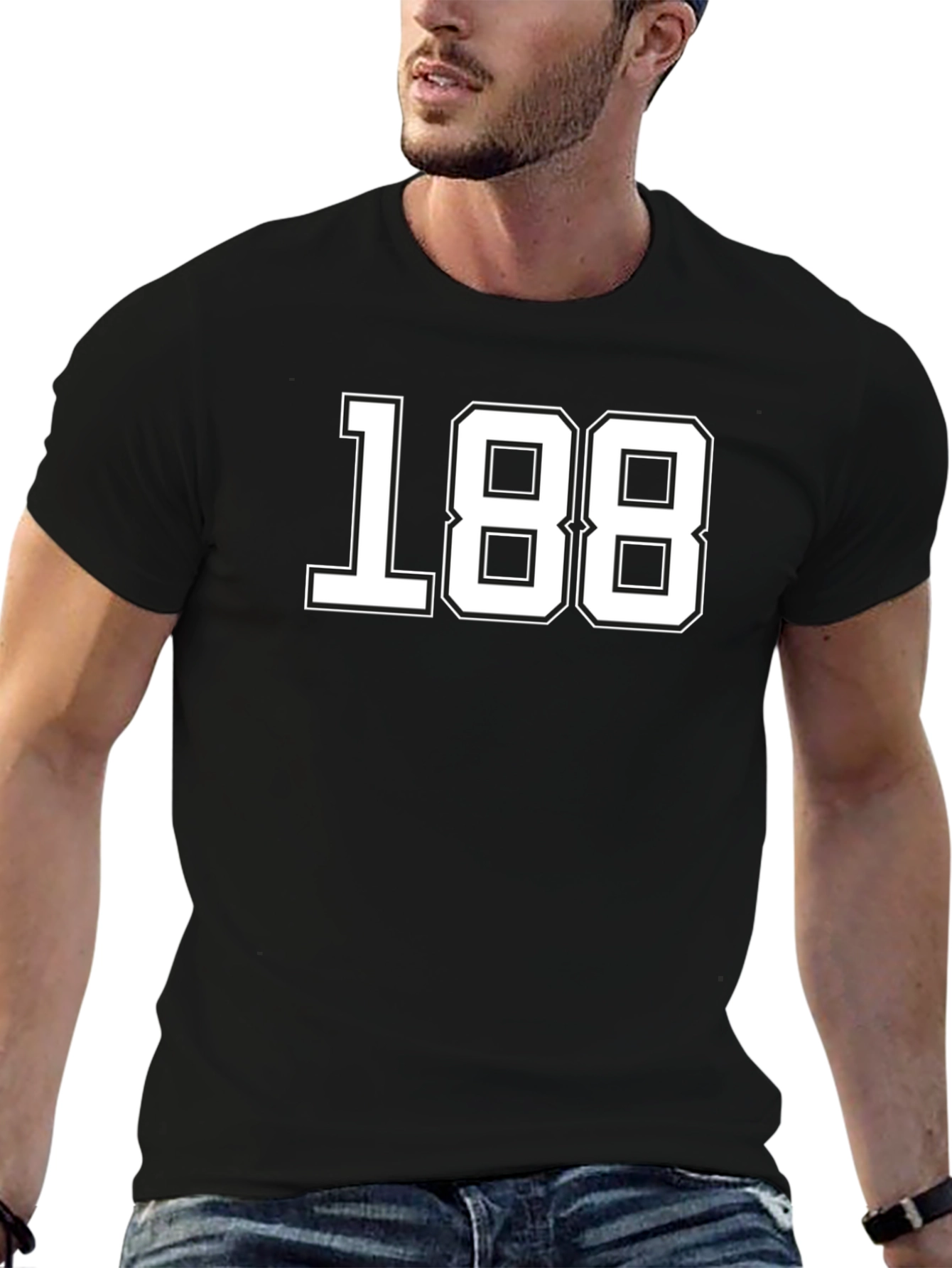 Black T-Shirt with White Number 188