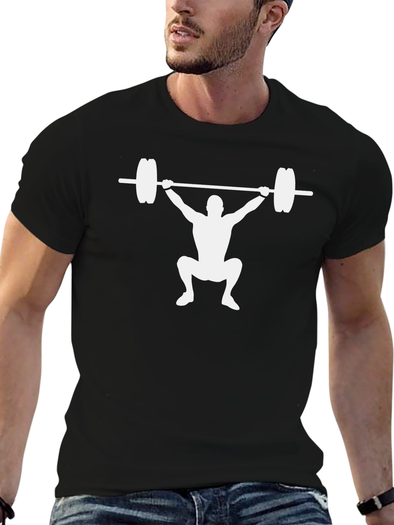 Weightlifting Squat Silhouette Black T-Shirt