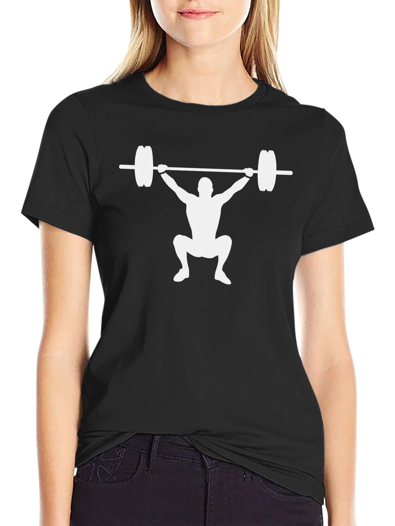 Weightlifting Squat Silhouette Black T-Shirt