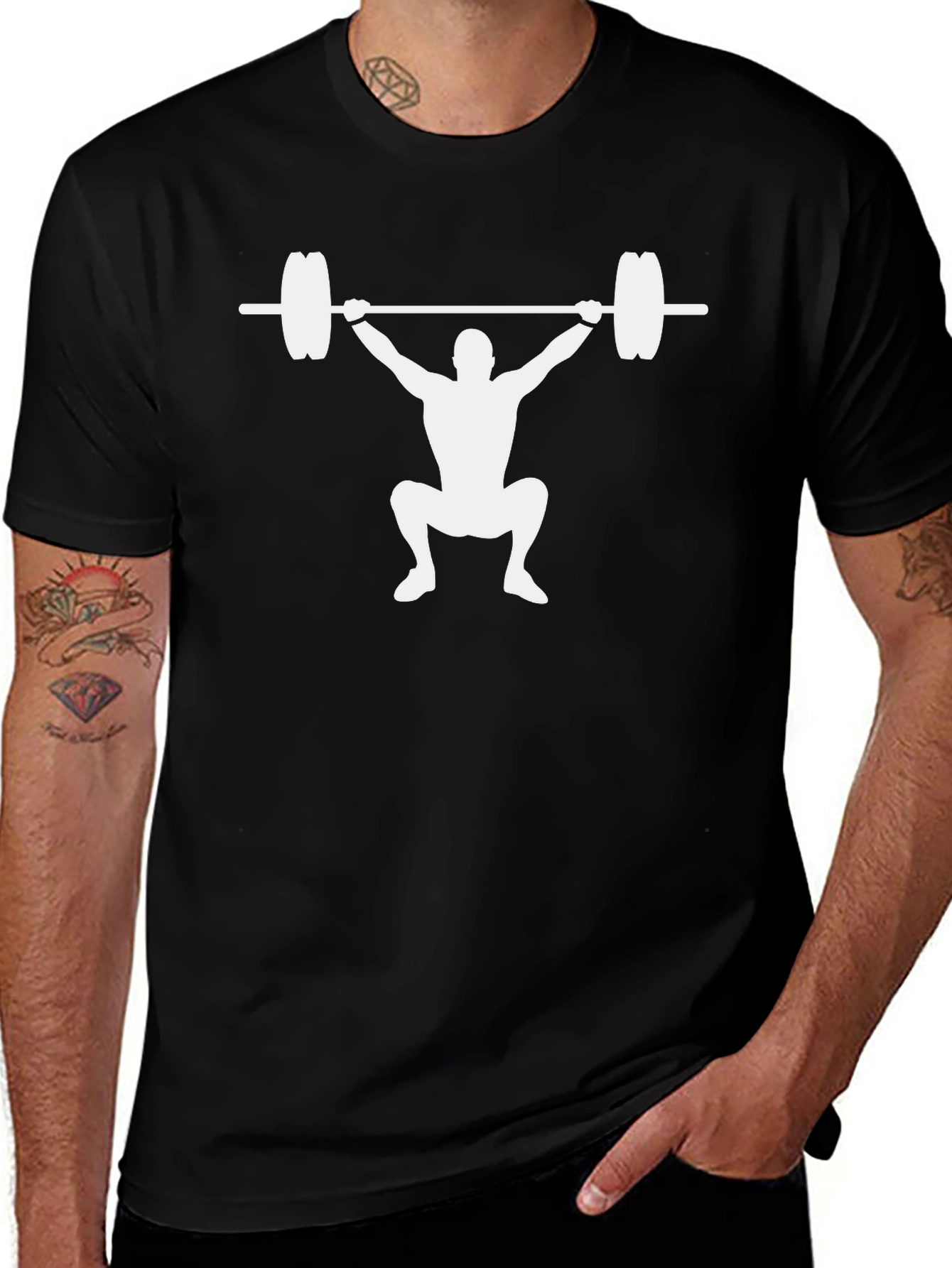 Weightlifting Squat Silhouette Black T-Shirt