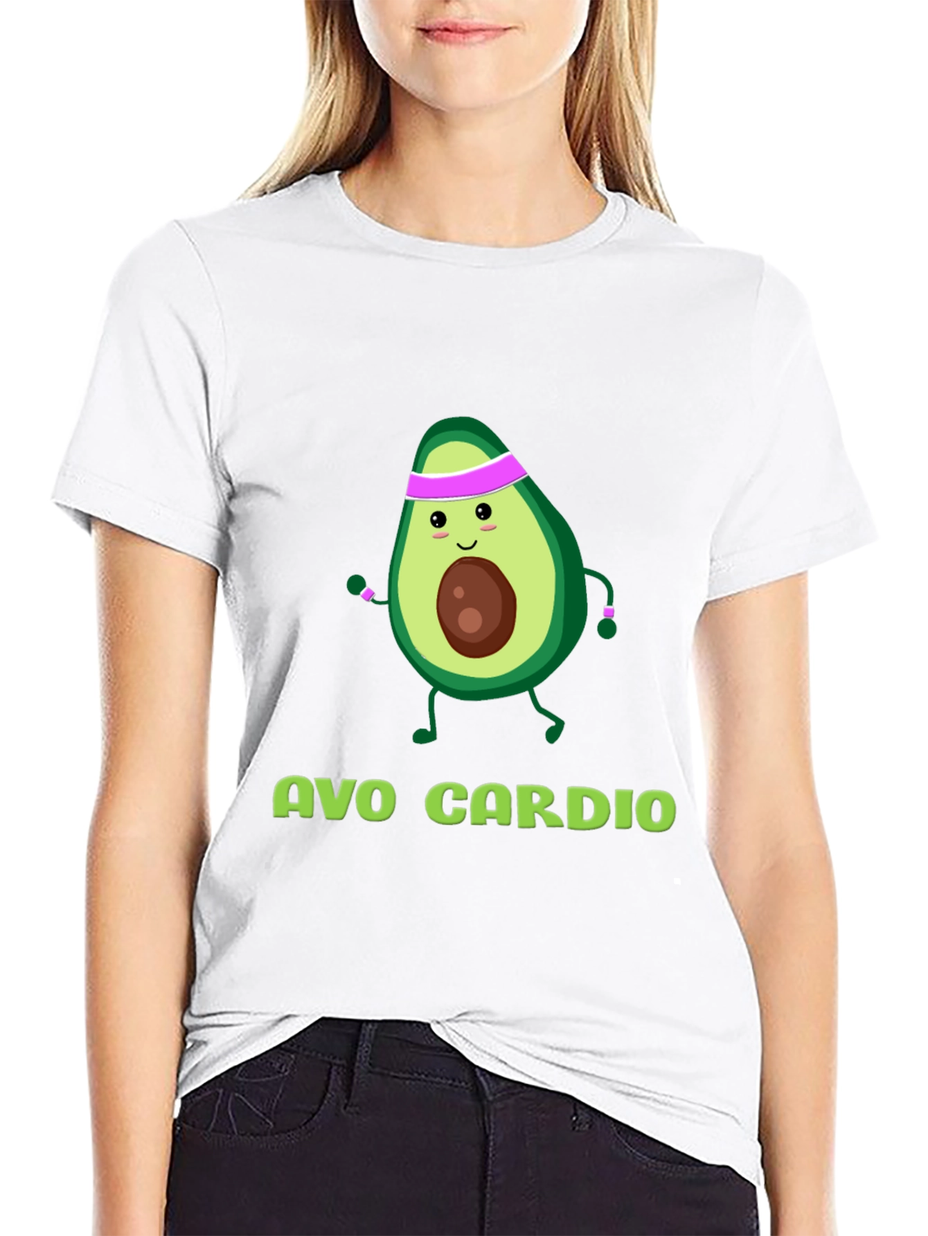 Avo Cardio Black T-Shirt Funny Avocado Workout Tee