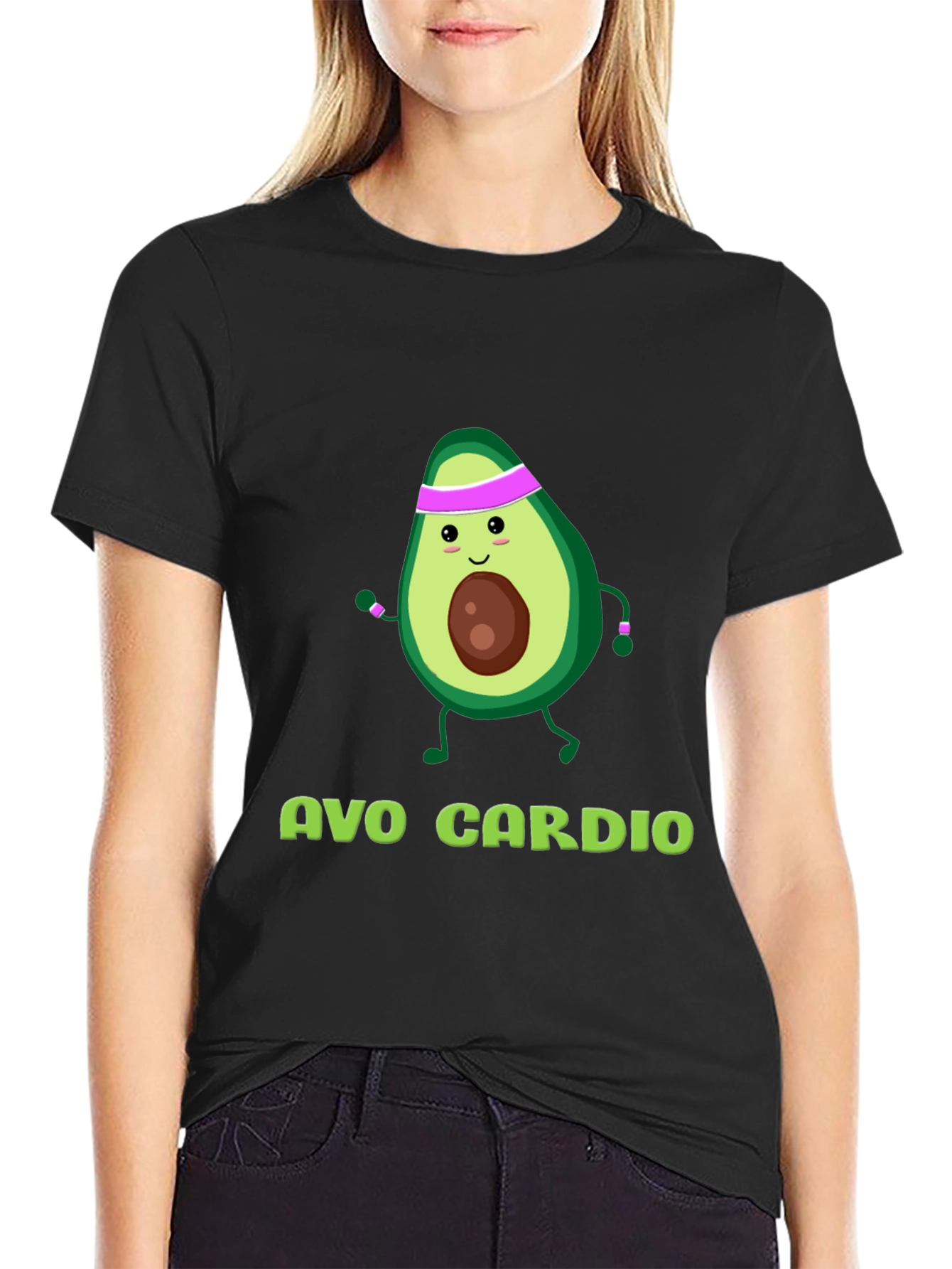 Avo Cardio Black T-Shirt Funny Avocado Workout Tee