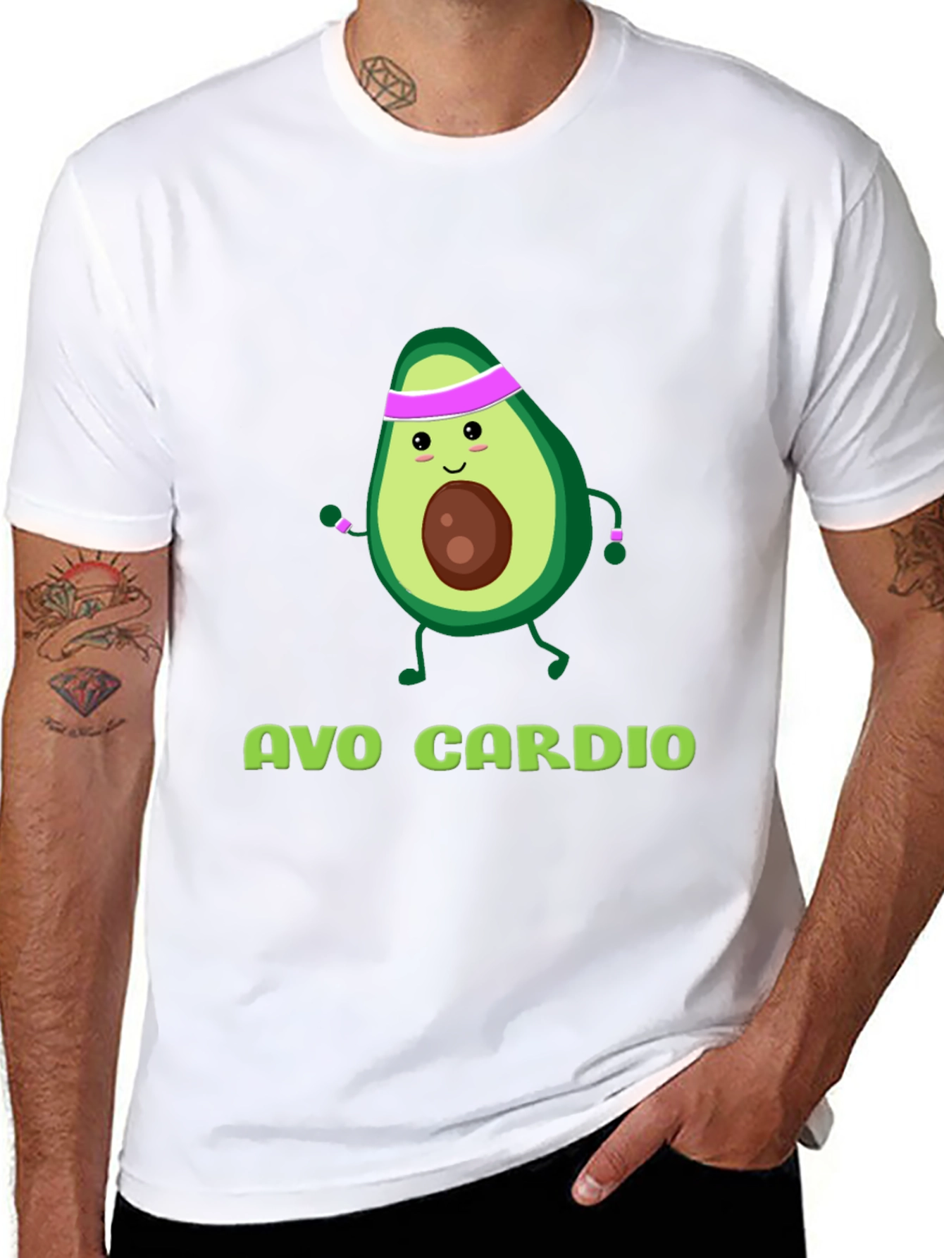 Avo Cardio Black T-Shirt Funny Avocado Workout Tee