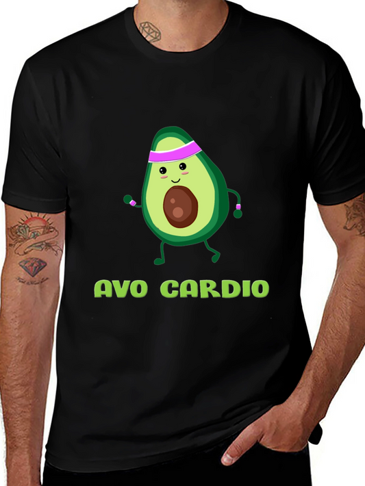 Avo Cardio Black T-Shirt Funny Avocado Workout Tee