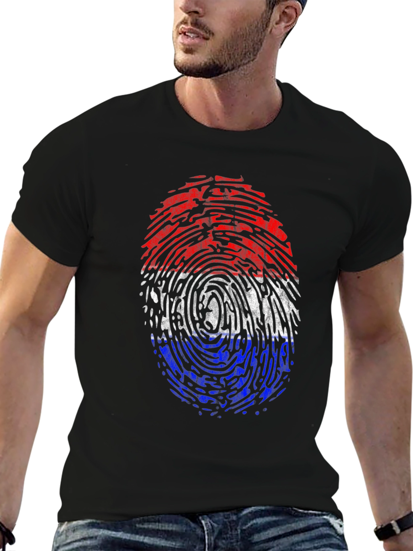Fingerprint Flag Graphic Tee - Black