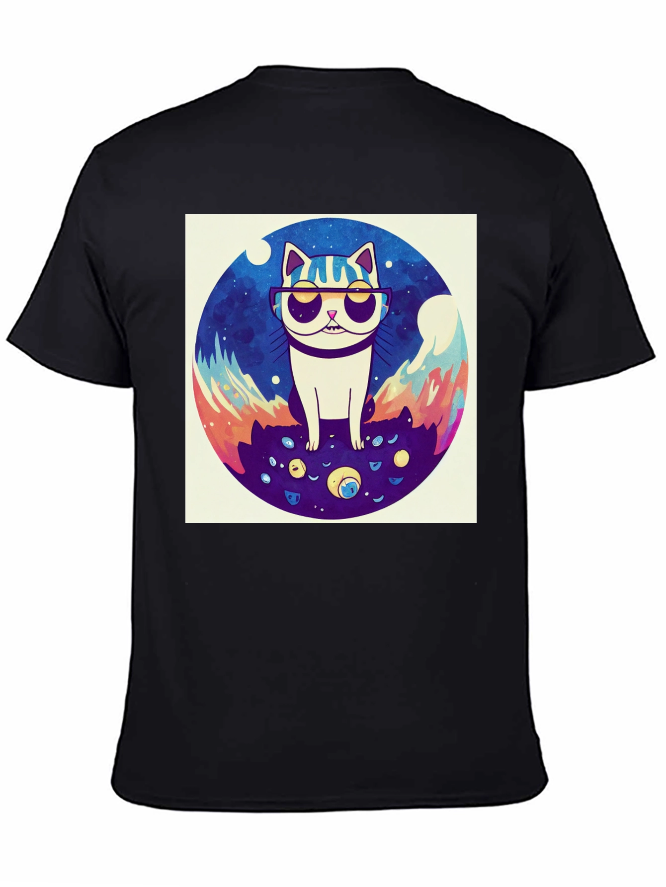 Cool Cat Graphic Tee - Black Cotton Shirt