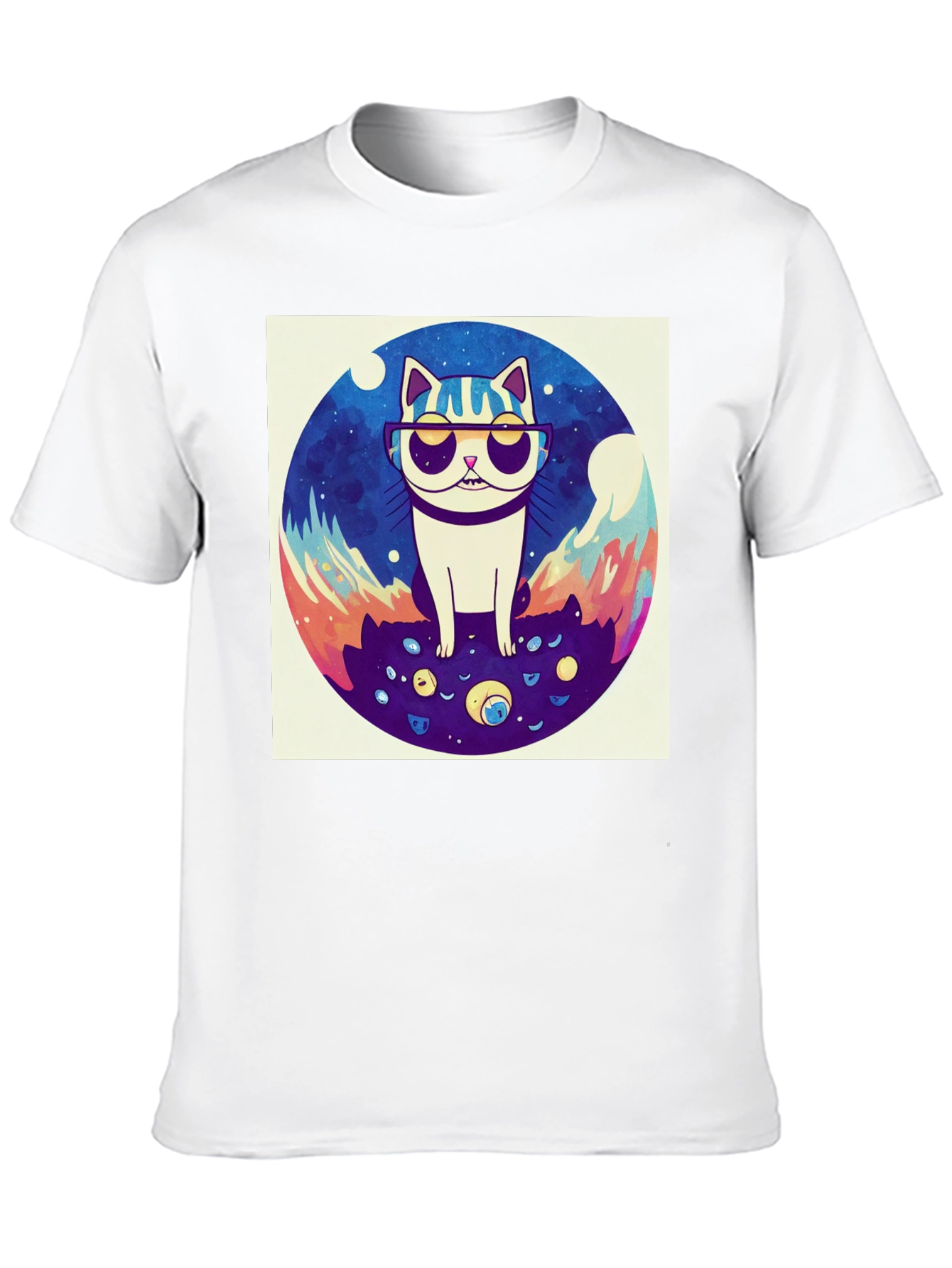 Cool Cat Graphic Tee - Black Cotton Shirt