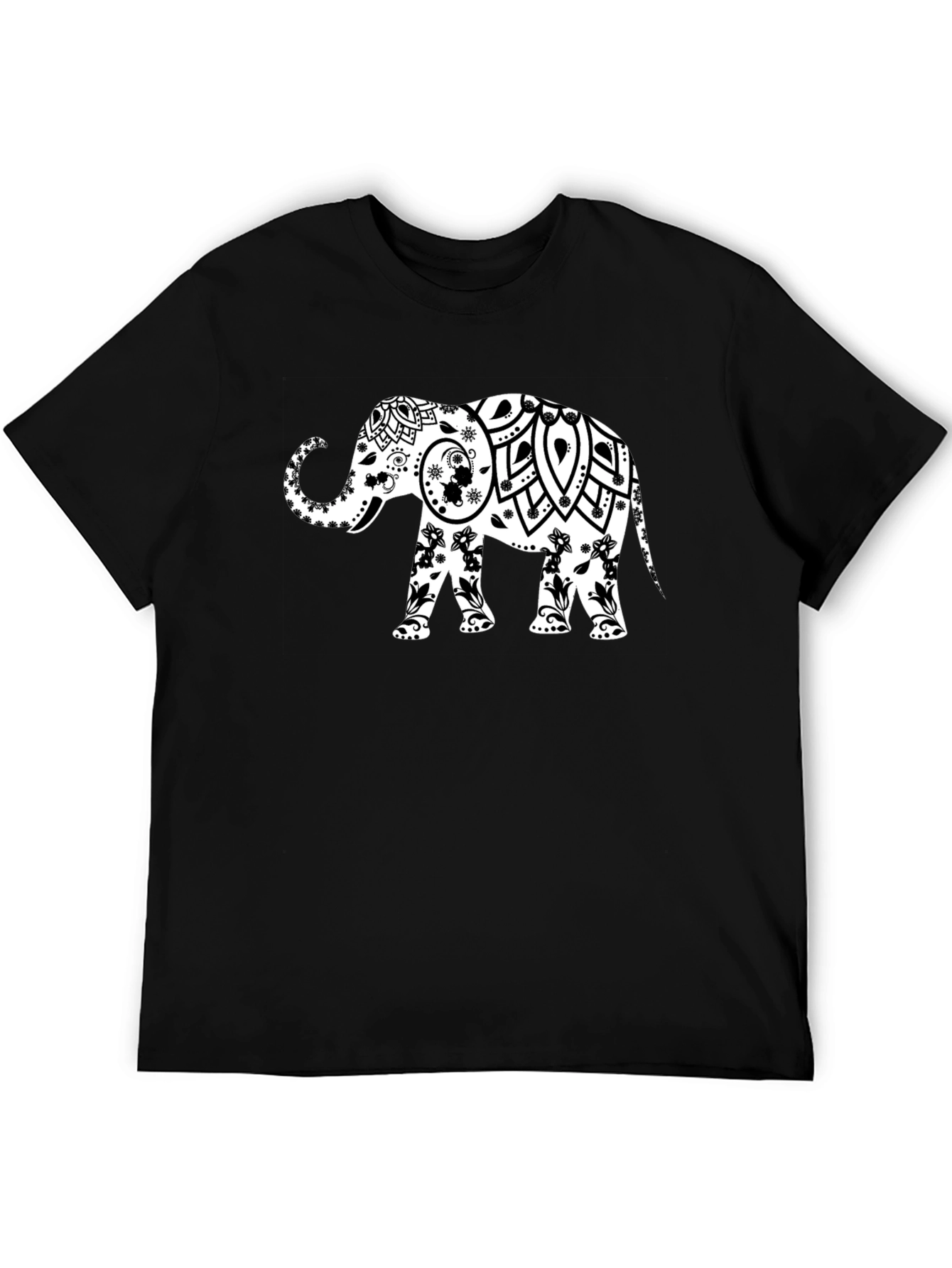 Elephant Mandala Graphic Tee - Stylish Black T-Shirt