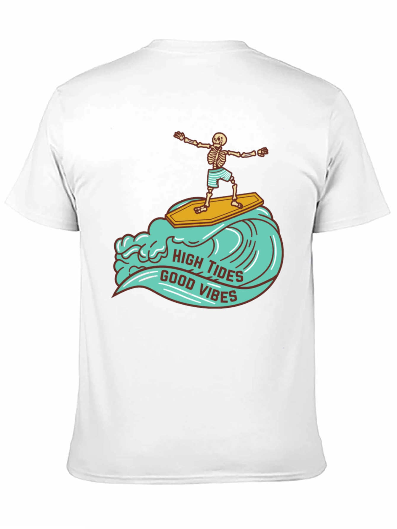Skeleton Surfer T-Shirt - High Tides Good Vibes Tee