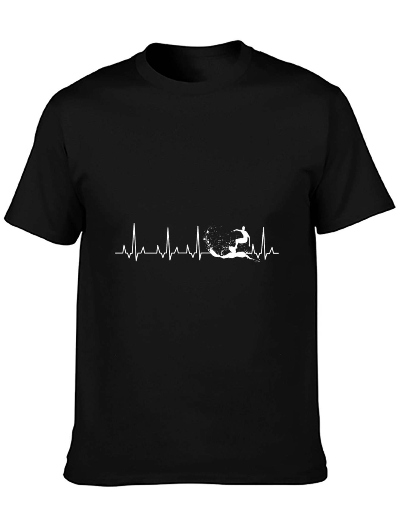 Surfing Heartbeat T-Shirt - Black