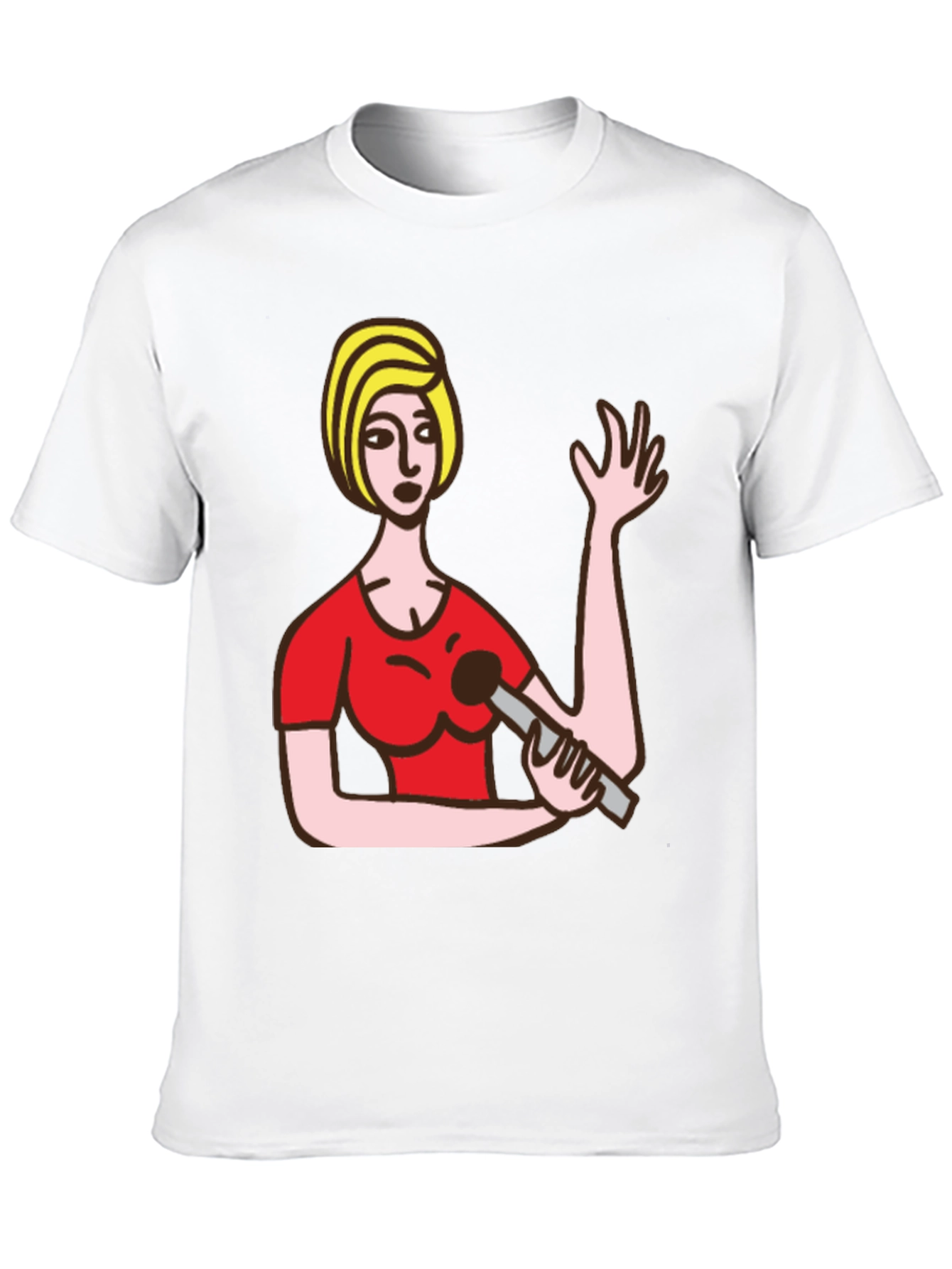 Cartoon Woman Graphic Black T-Shirt