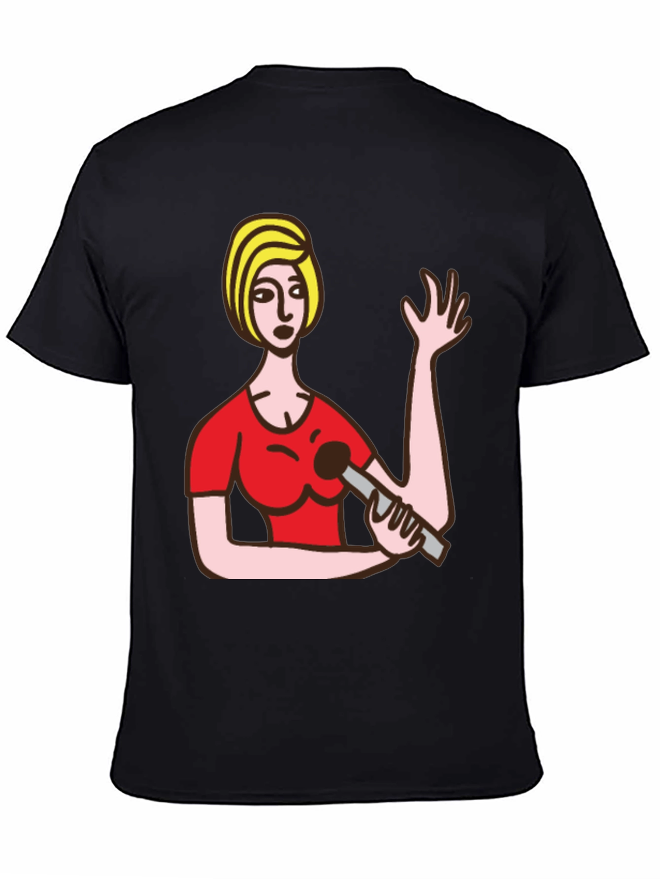 Cartoon Woman Graphic Black T-Shirt