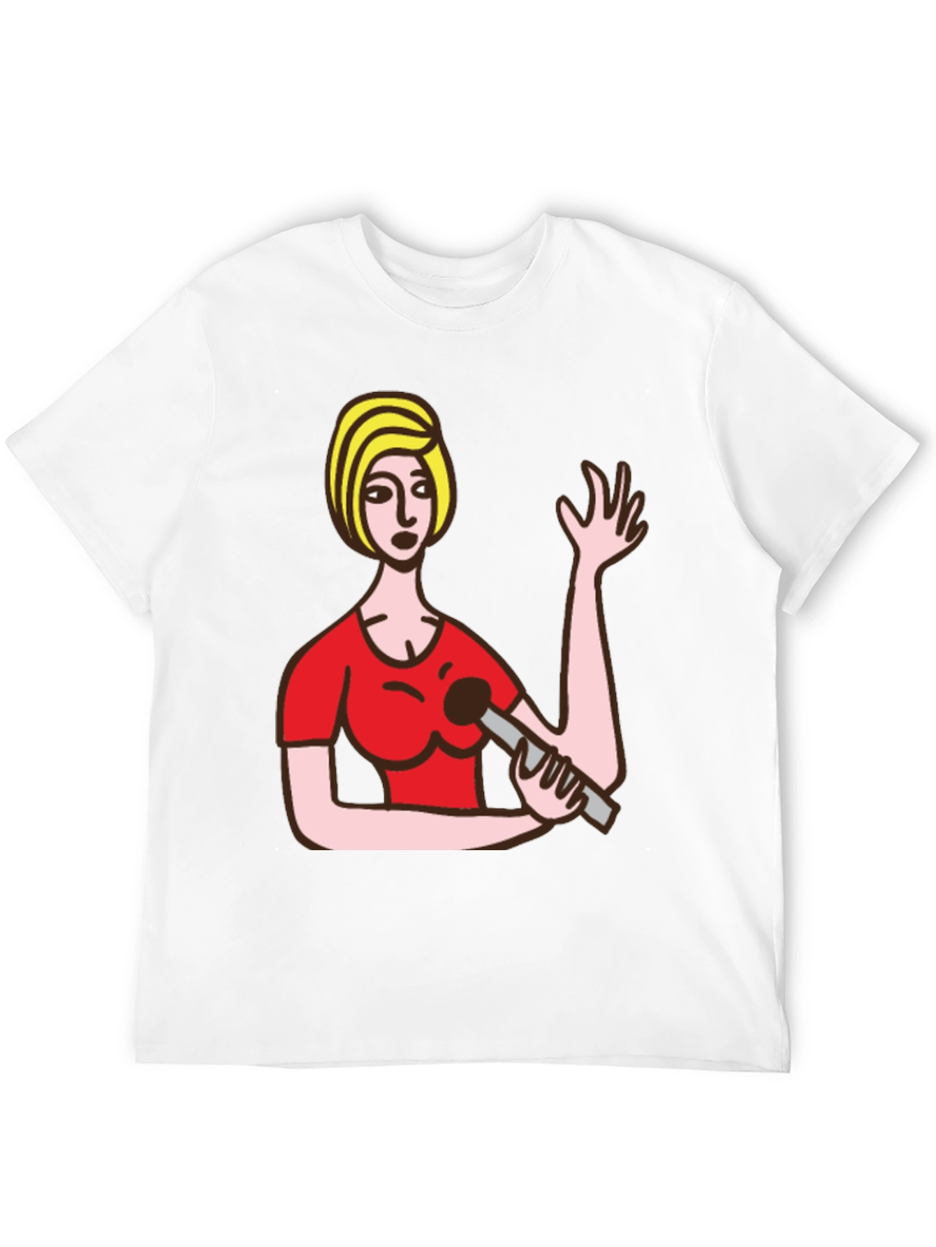 Cartoon Woman Graphic Black T-Shirt