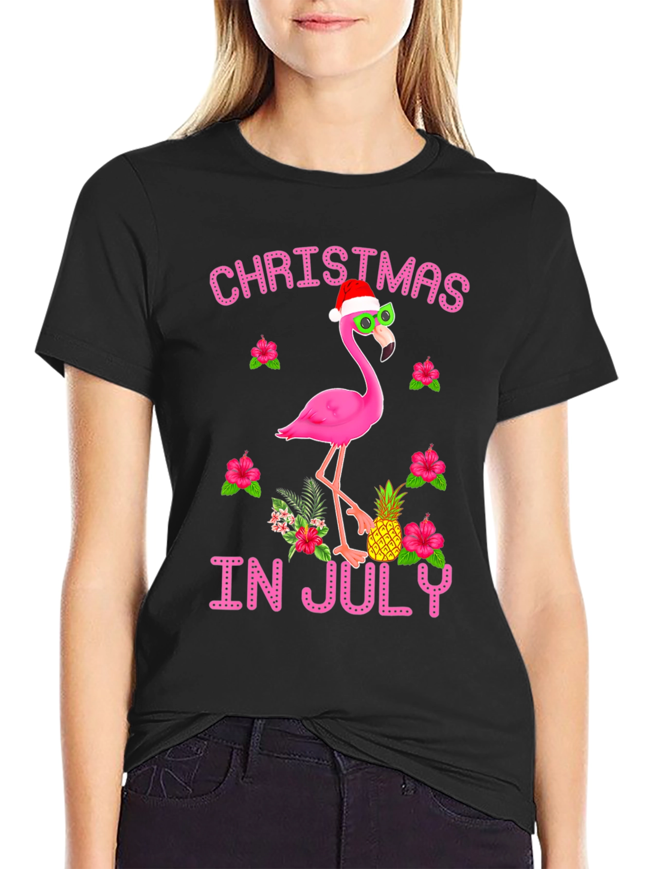 Christmas in July Flamingo T-Shirt