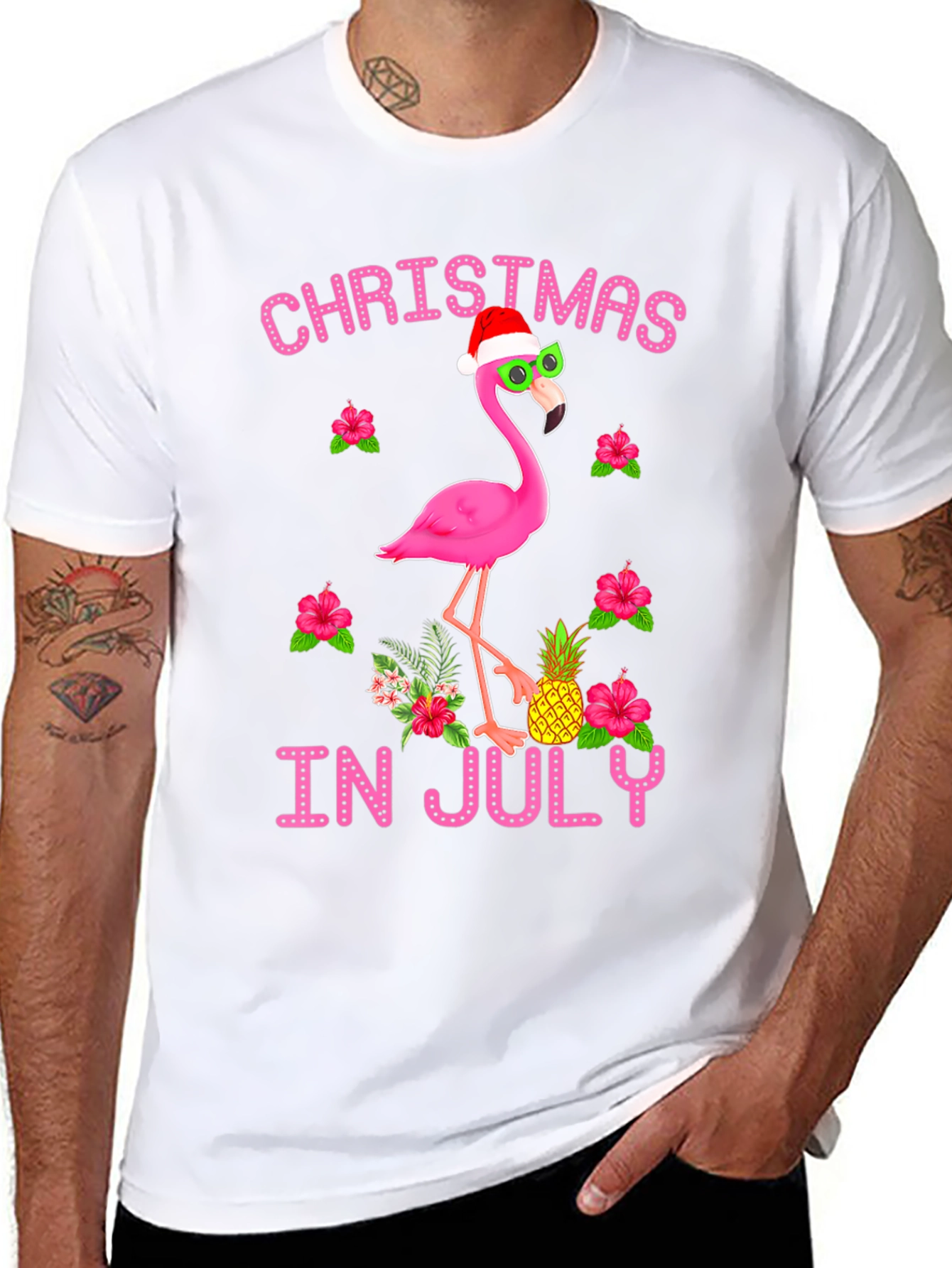 Christmas in July Flamingo T-Shirt