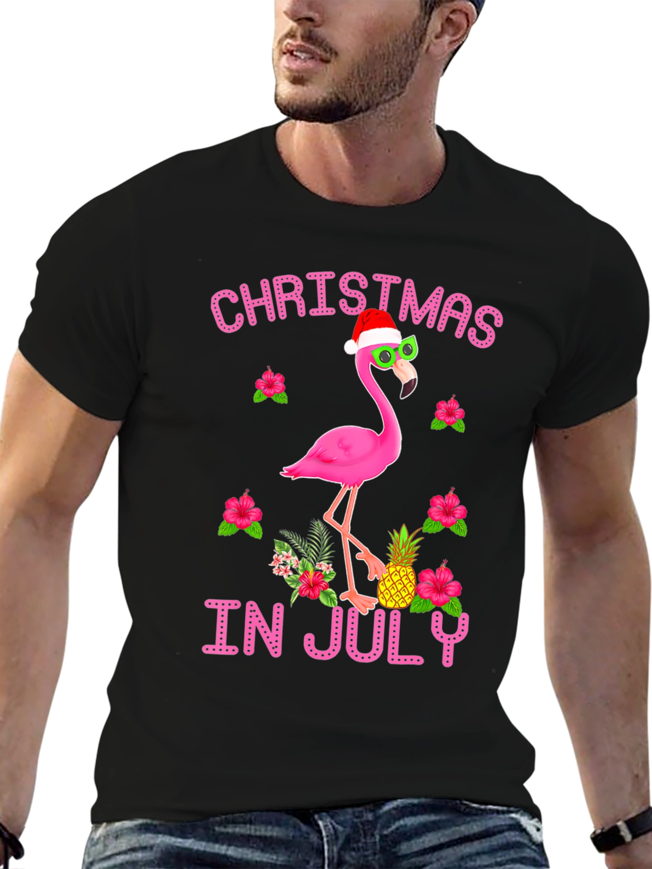Christmas in July Flamingo T-Shirt