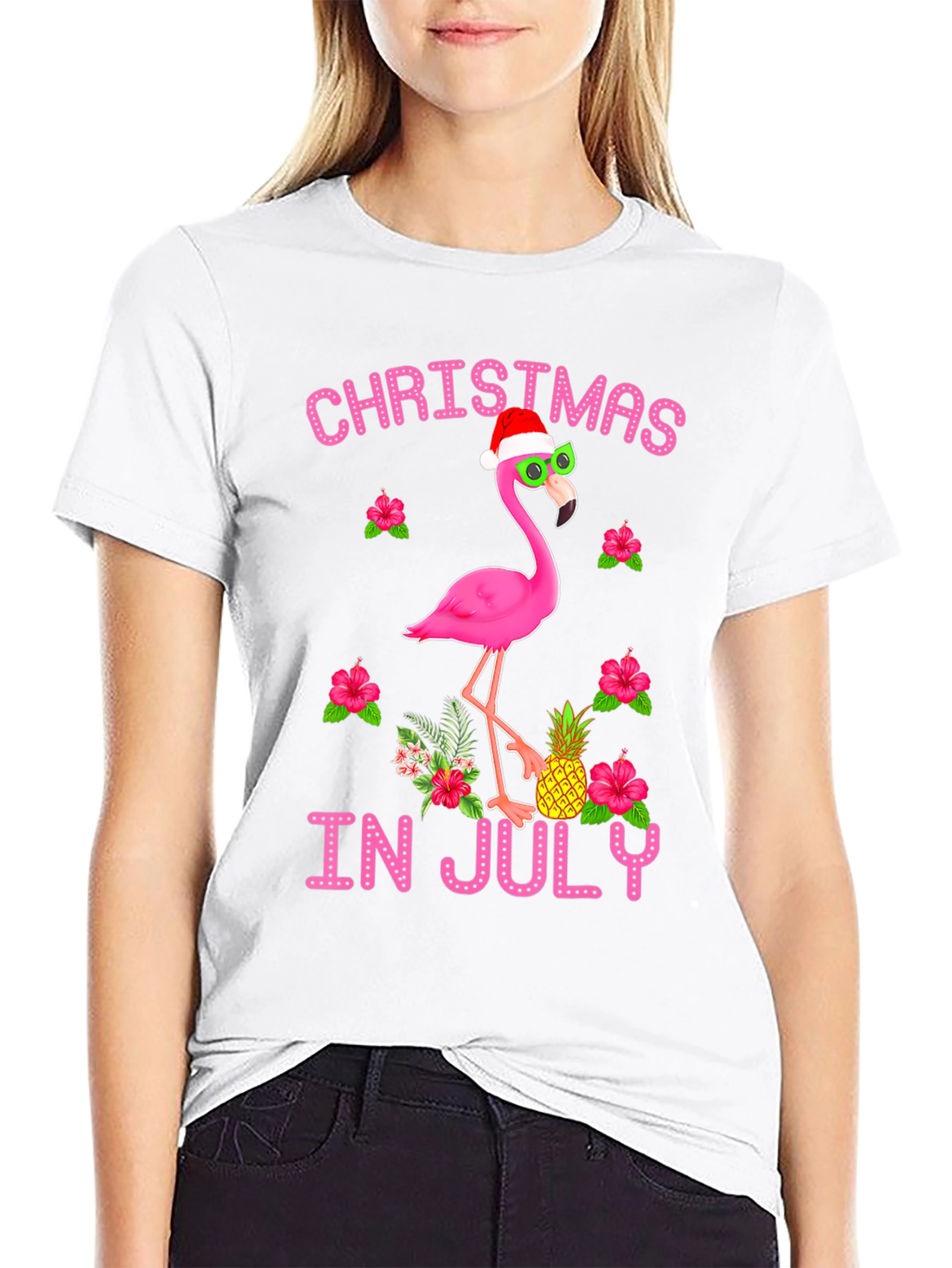 Christmas in July Flamingo T-Shirt