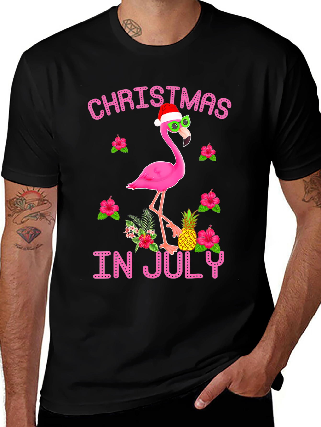 Christmas in July Flamingo T-Shirt