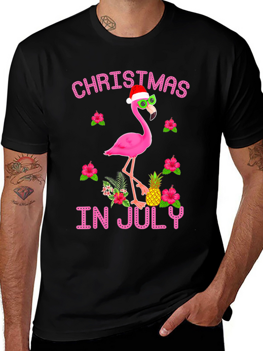 Christmas in July Flamingo T-Shirt